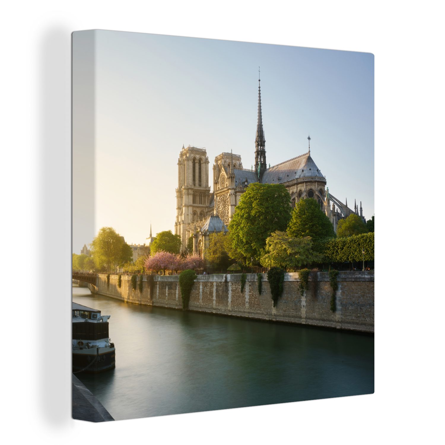 OneMillionCanvasses® Leinwandbild Die Notre-Dame in Paris bei Sonnenuntergang, (1 St), Leinwand Bilder für Wohnzimmer Schlafzimmer