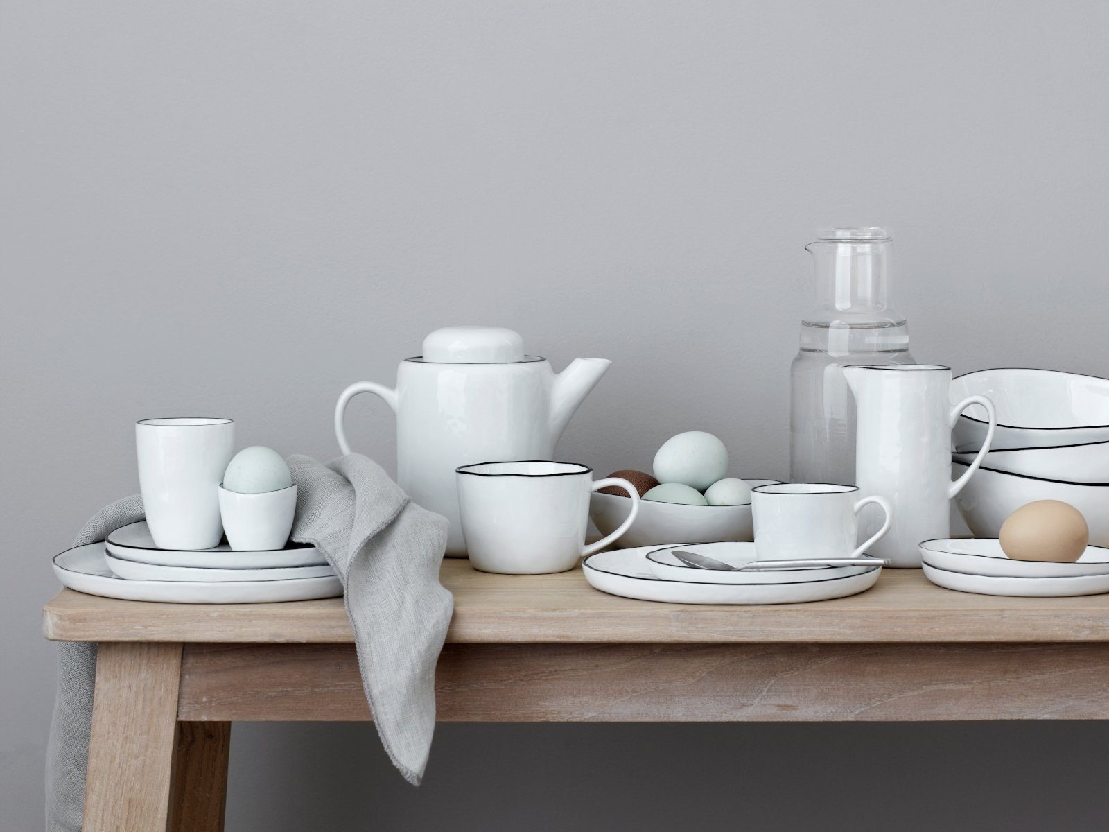 Broste Copenhagen Espressotasse SALT Espresso Becher ohne Henkel 0,1 l, Porzellan, Salt Espressobecher
