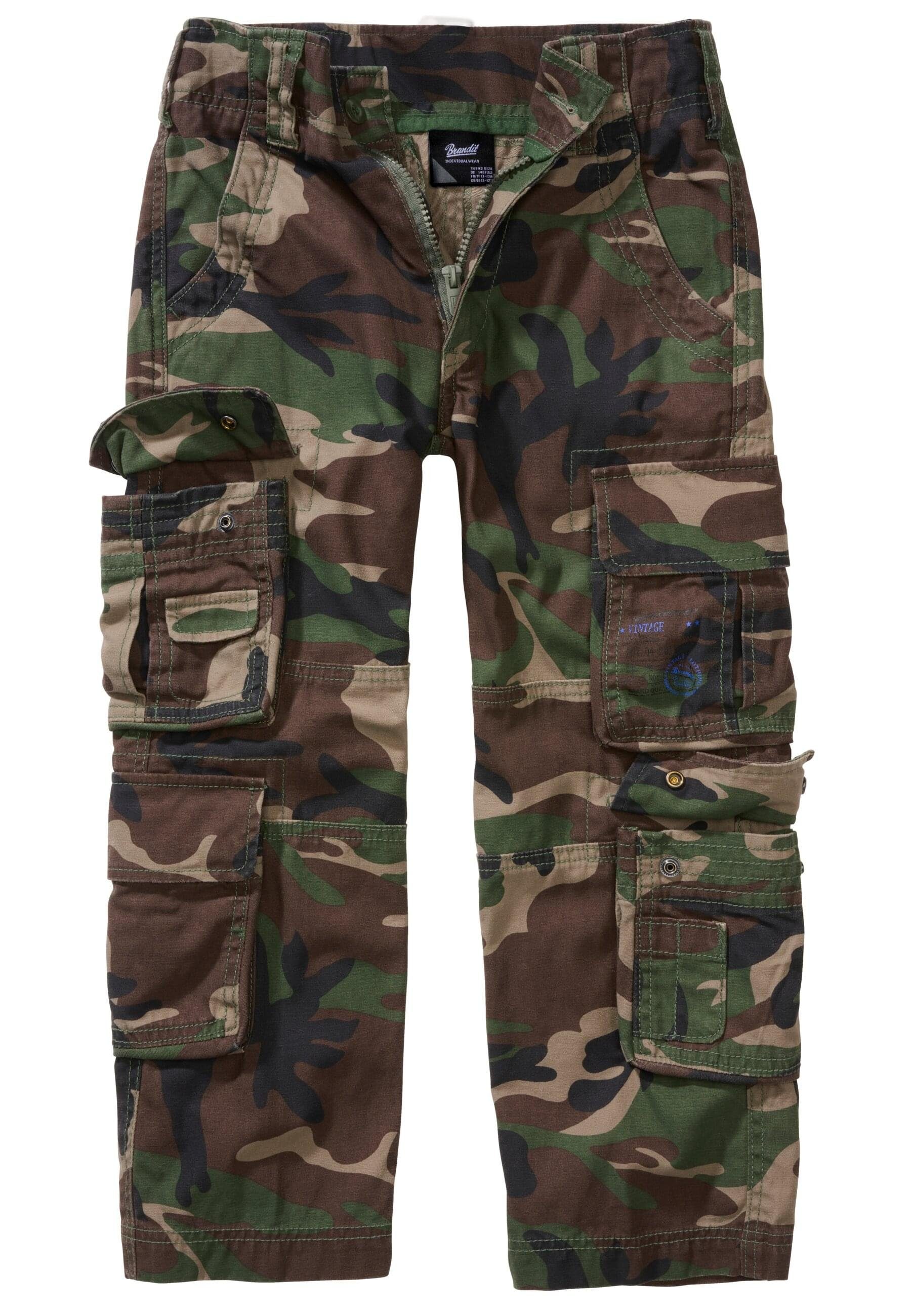 Brandit Herren Kids (1-tlg) Trouser Cargohose woodland Pure