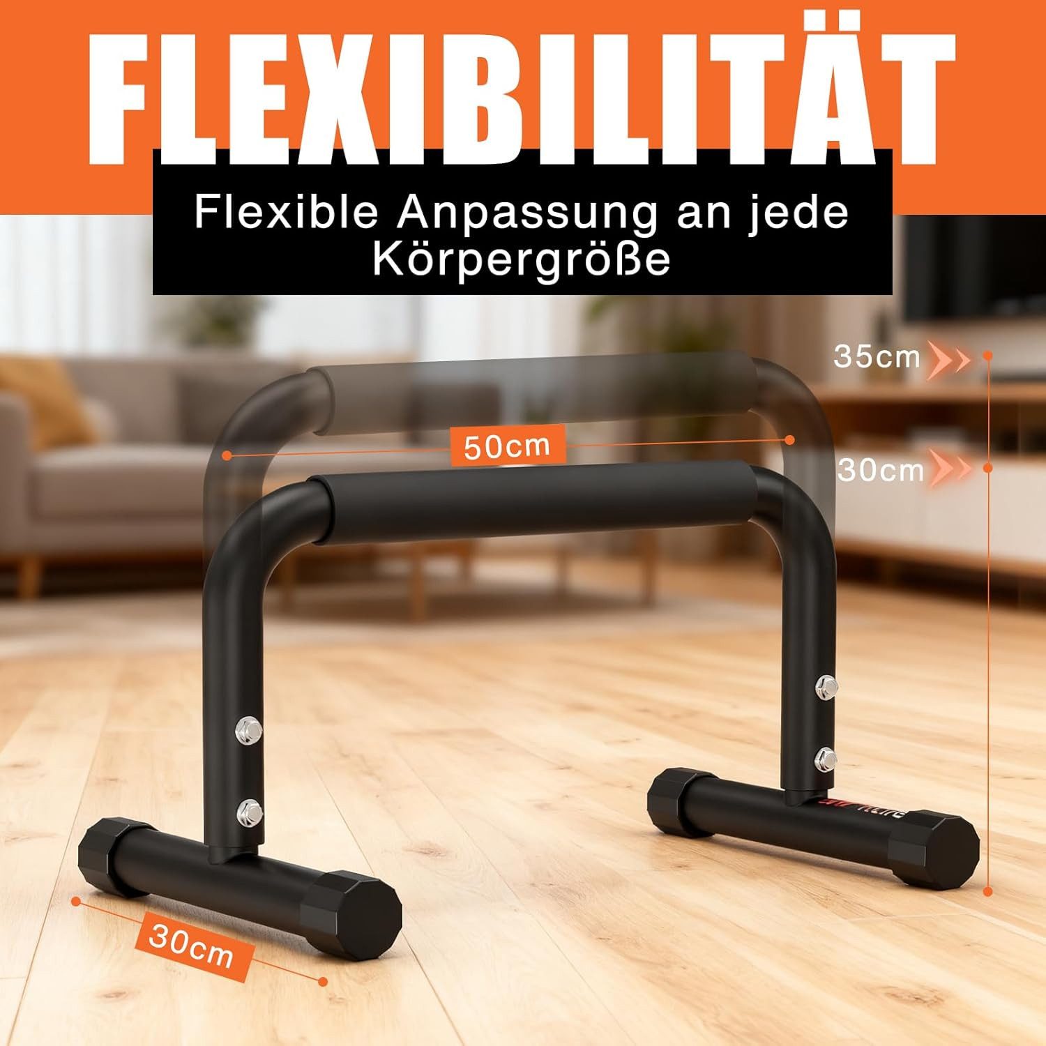 DH FitLife Liegestützgriffe Verstellbare Bars für Calisthenics (2-tlg., Liegestützgriffe & Parallettes, 30-35 cm, 200 kg Belastbarkeit), für Fitness & Sport, Indoor & Outdoor