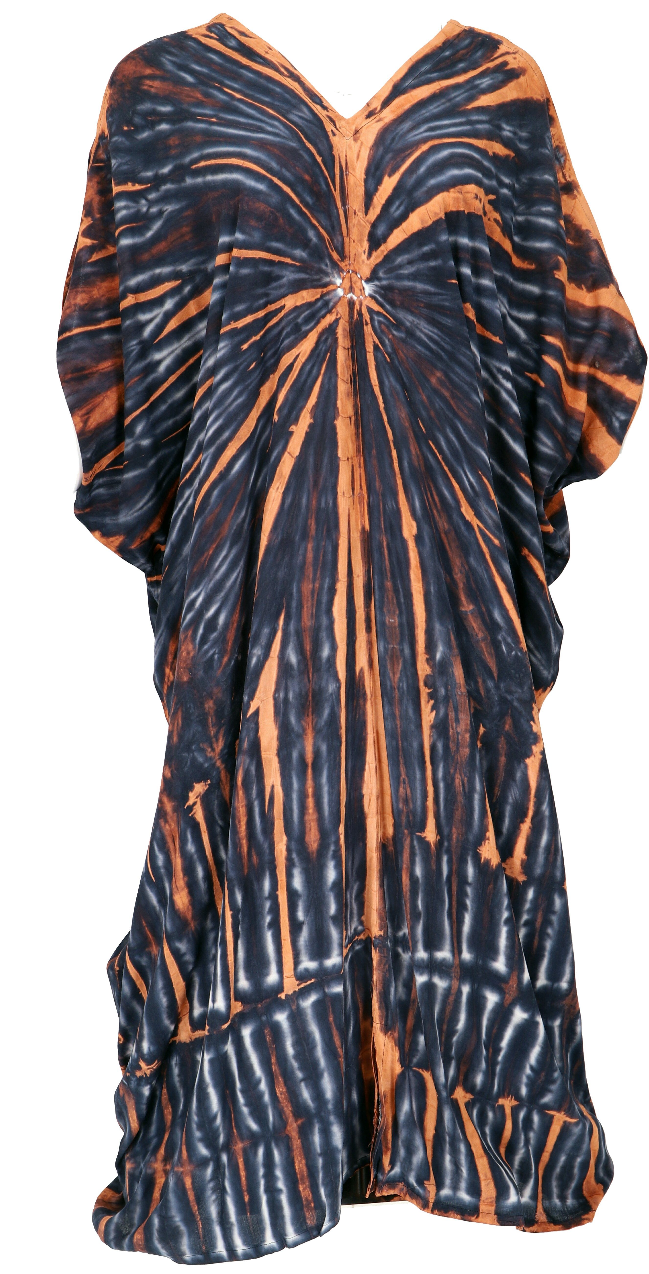 Guru-Shop Midikleid Batikkleid, Batik Kaftan, oversize Strandkleid.. alternative Bekleidung dunkelblau