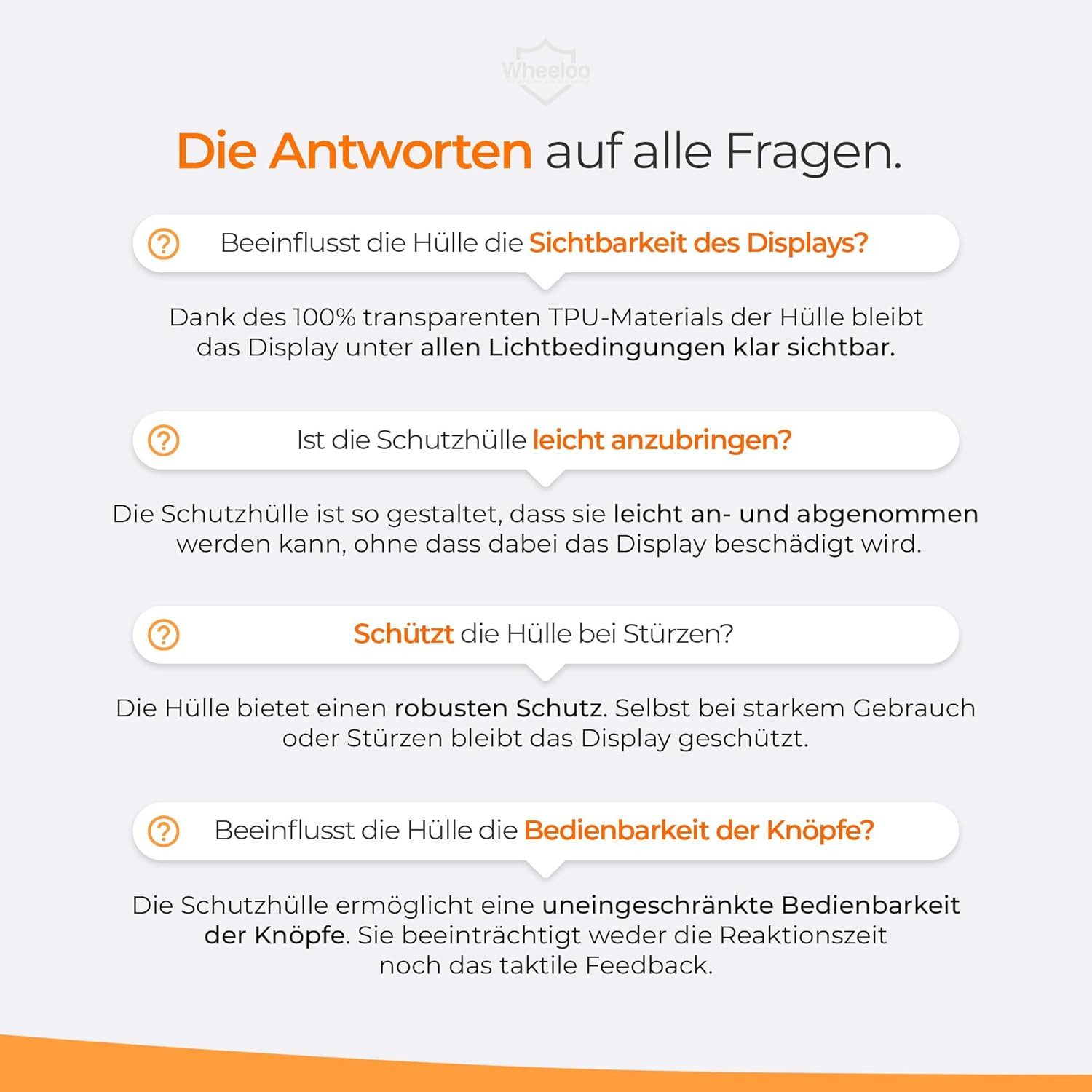 Wheeloo Displayschutzglas Bosch Purion Schutzhülle wasserdicht & transparent für Bosch Purion, E-Bike Monitor Displayschutz I Fahrrad Computer Abdeckung