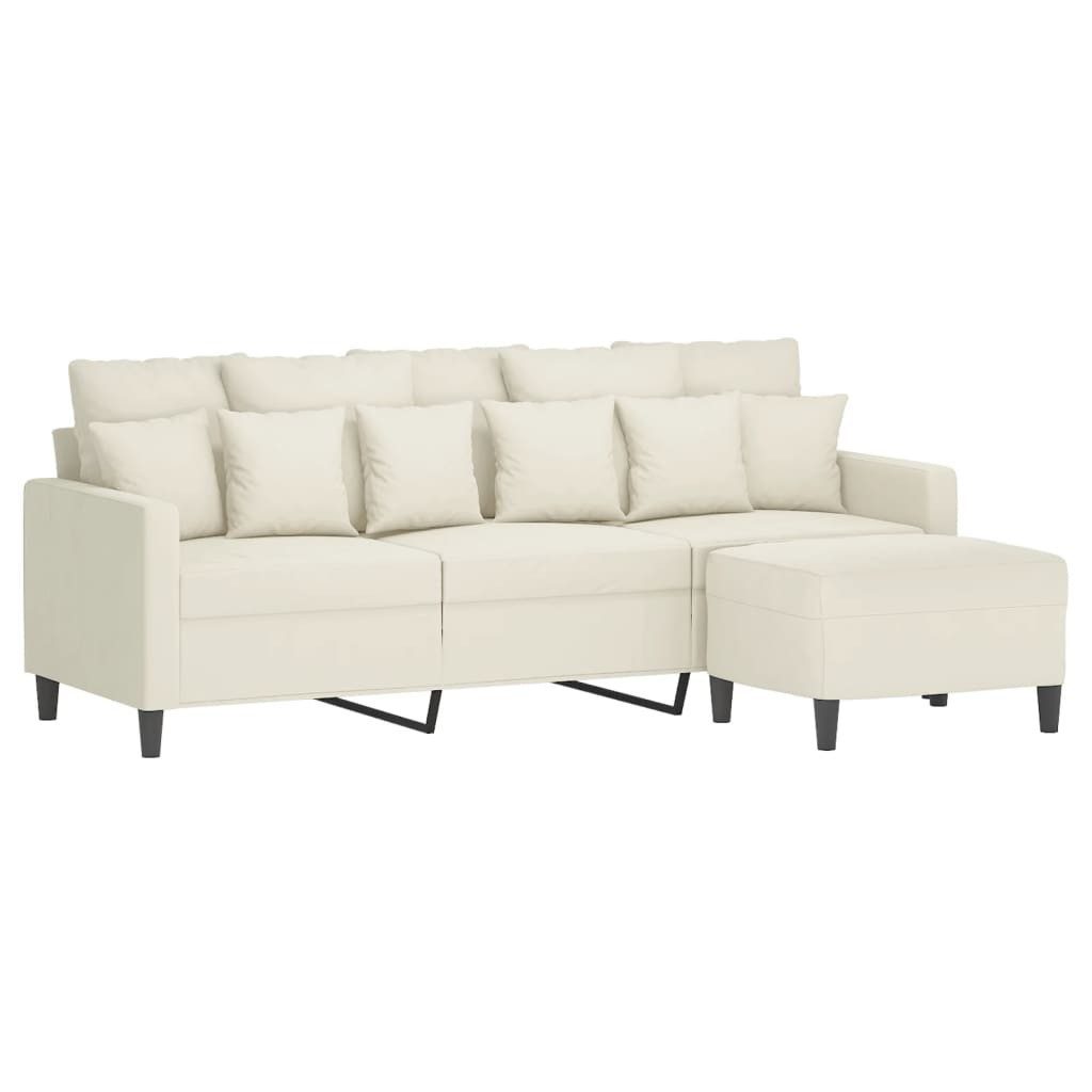 vidaXL Sofa 3-Sitzer-Sofa mit Hocker Creme günstig online kaufen