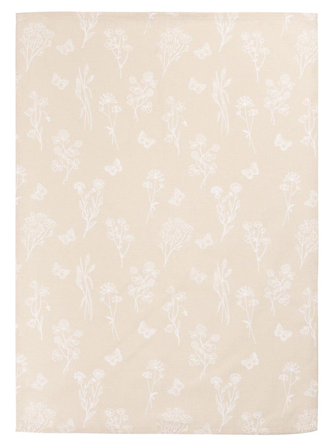 Kracht Wildblumen, 3-teilig), Stück), ca. (3 bedruckt Geschirrtücher x 3er 50 70 Geschirrtuch Beige 3-tlg., Halbleinen Pack cm, (Set,
