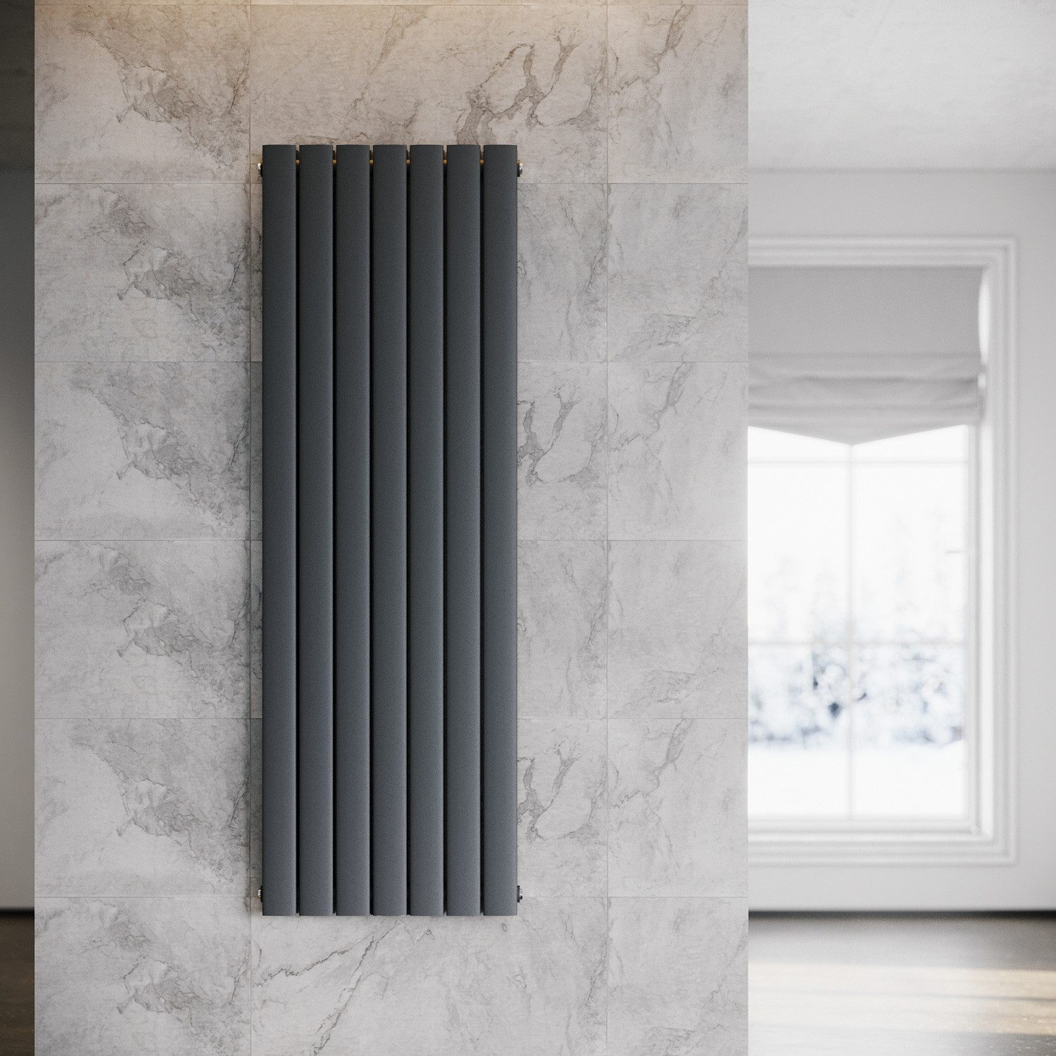 SONNI Designheizkörper Design Heizkörper Flach Anthrazit Doppellagig 1600x542mm Vertikal, Paneelheizkörper, Heizungsbereich 19~27m², Mittelanschuss