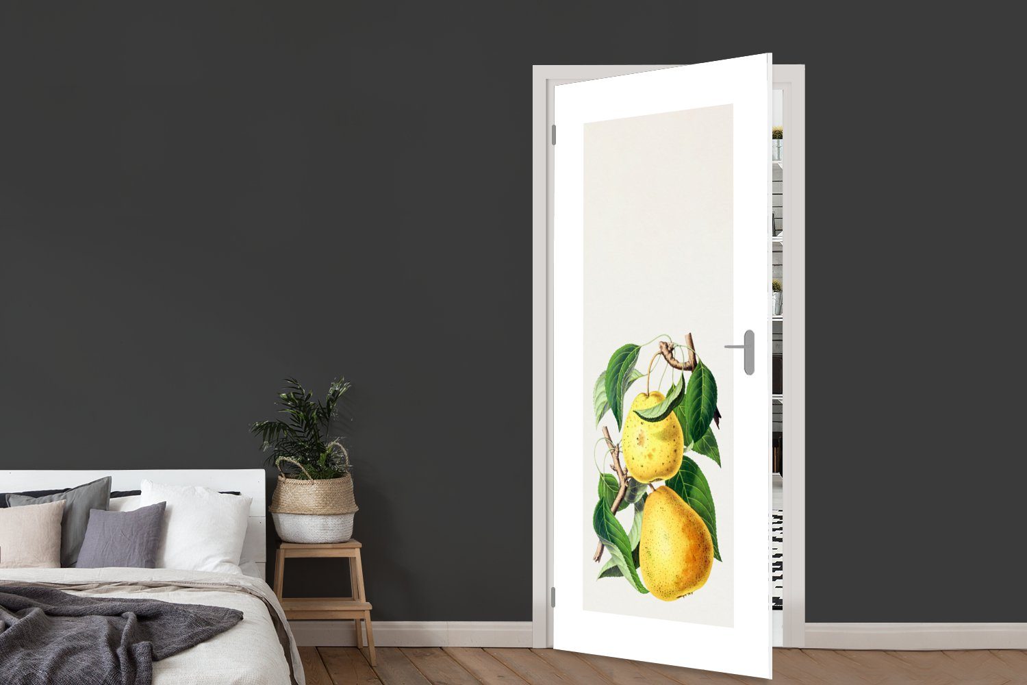 MuchoWow Türtapete Lebensmittel - Birne Tür, Obst, (1 Matt, bedruckt, Fototapete Türaufkleber, - für St), 75x205 cm