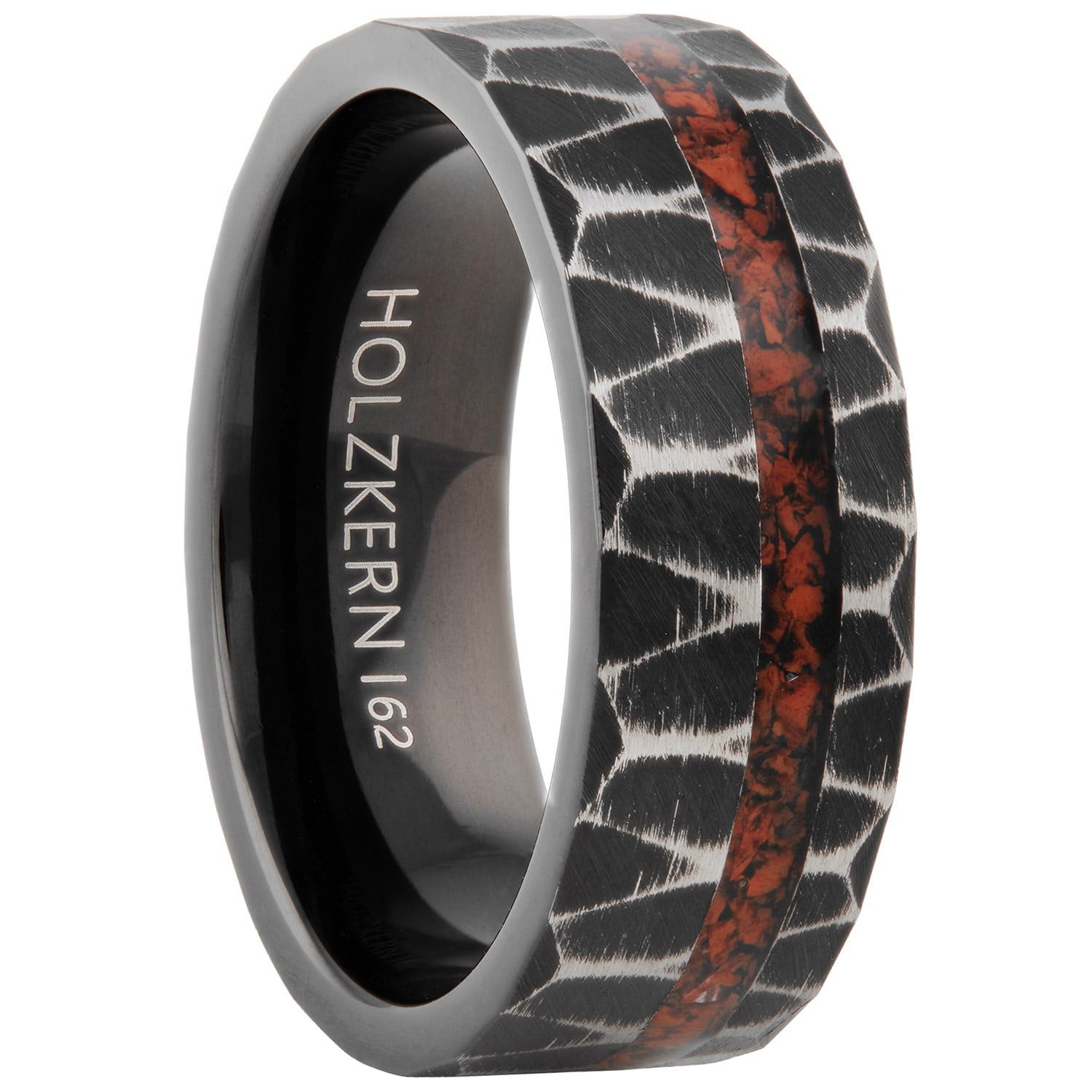 Holzkern Fingerring HerrenSumo Obsidian/Titan