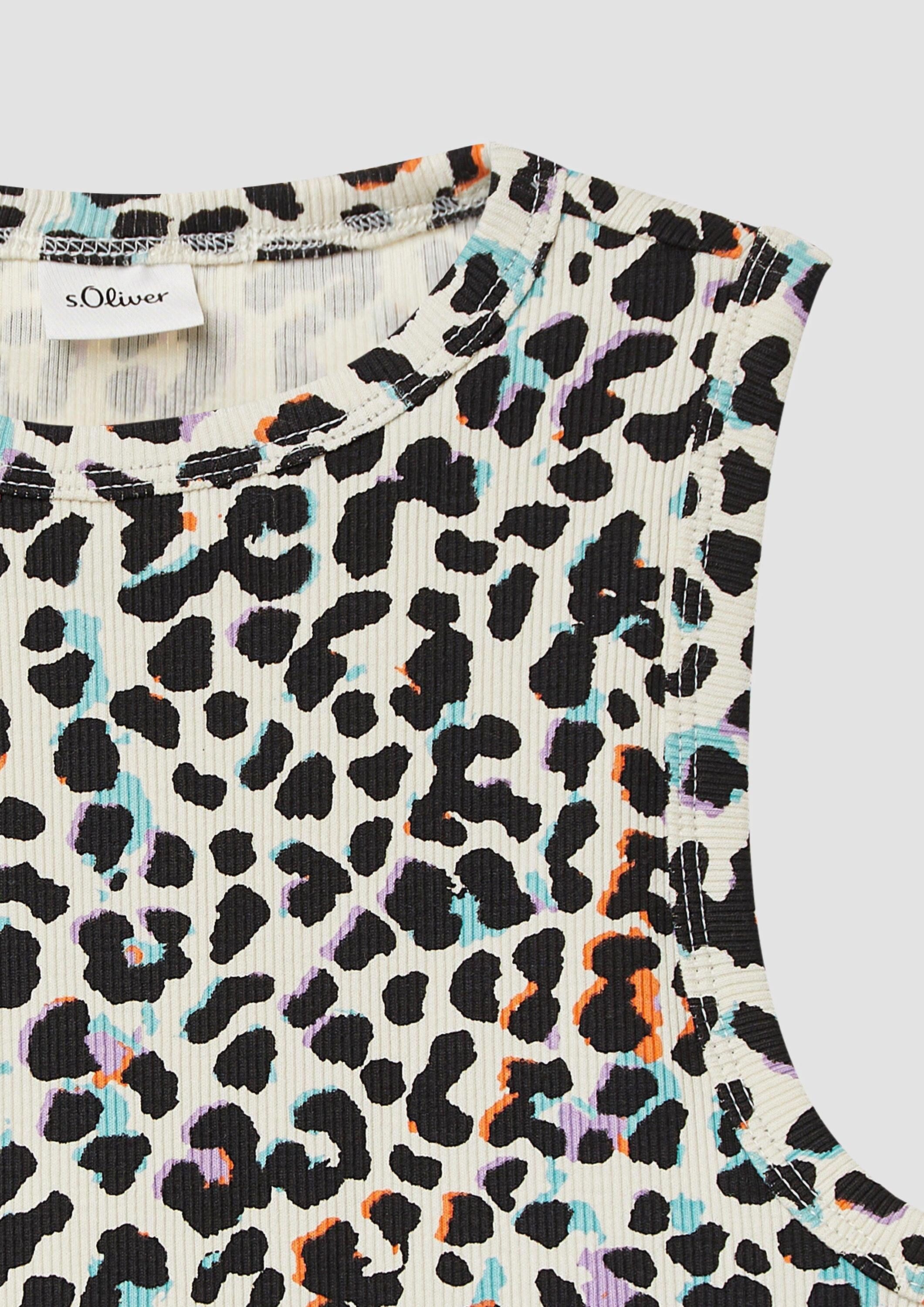 s.Oliver Muskelshirt T-Shirt Verkürztes Tanktop aus Rippware im Slim Fit