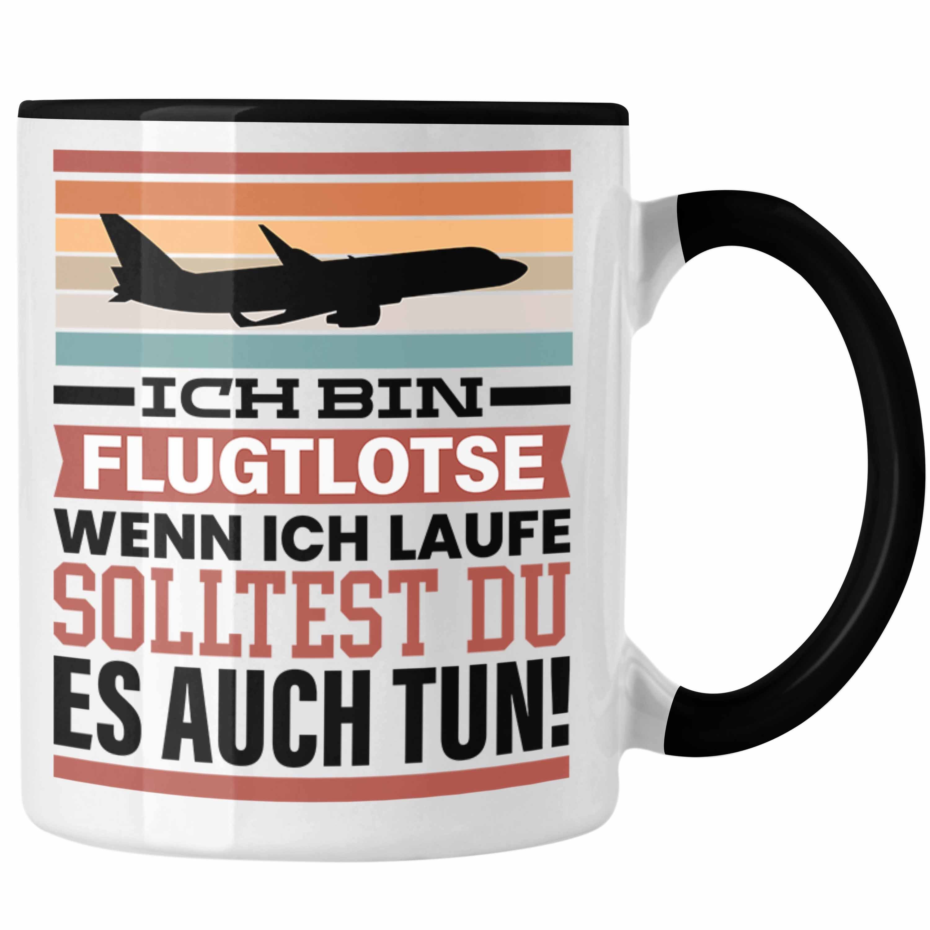 Trendation Tasse Fluglotse Tasse Geschenk Spruch Männer Geschenkidee Flughafen Wenn Ich Schwarz