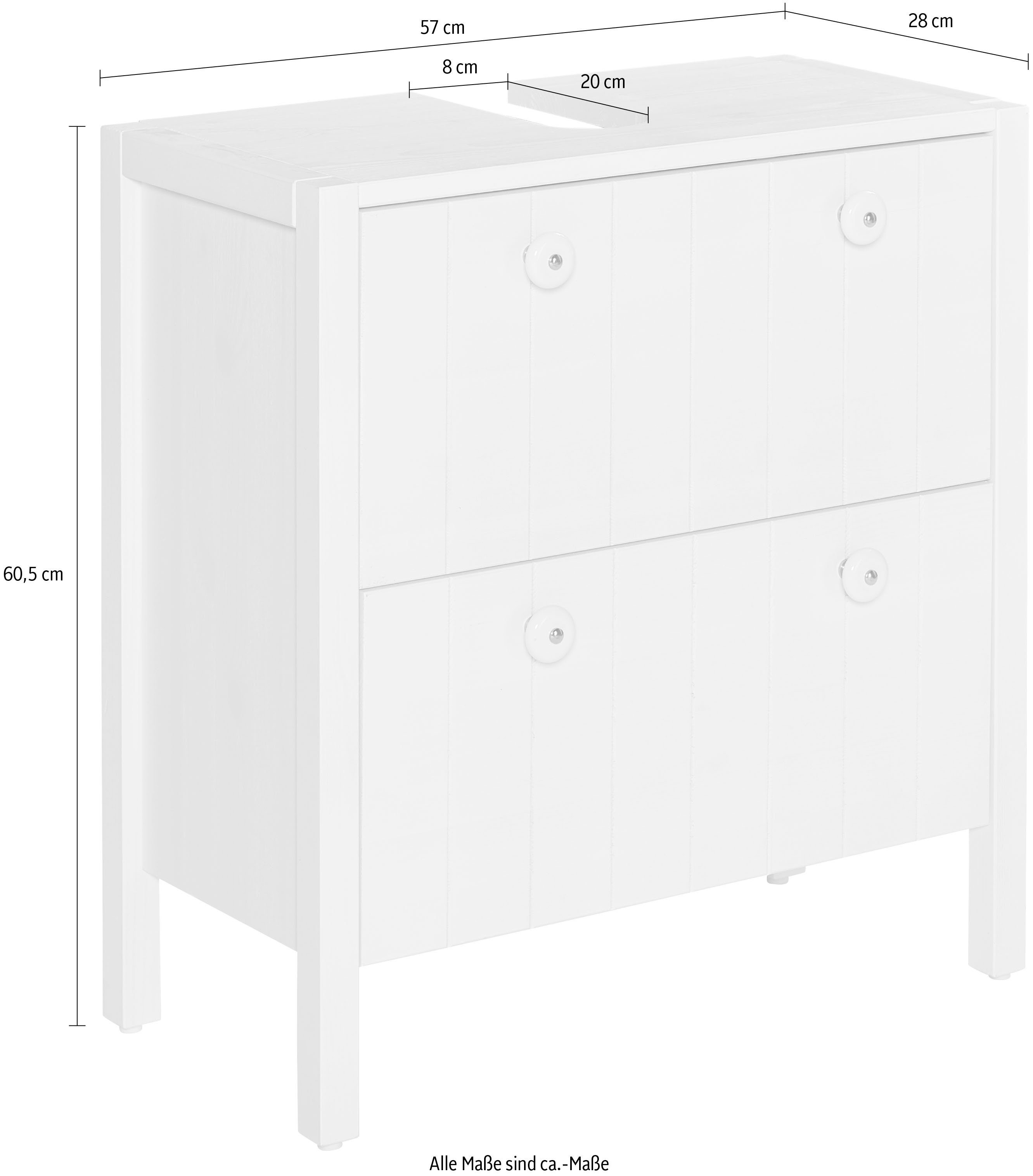 Home affaire Waschbeckenunterschrank Tina Badmöbel, Schrank, Breite 60 cm, Massivholz