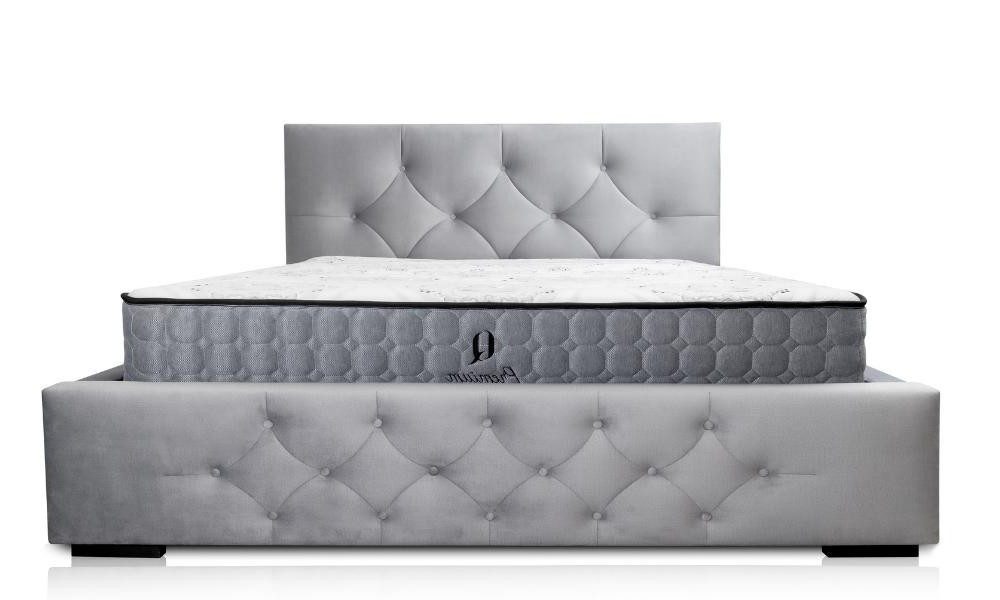 Xlmoebel Polsterbett Elegantes Doppelbett aus Holz mit gepolstertem Bezug in Weiß (Bett, Bett), Hergestellt in Europa