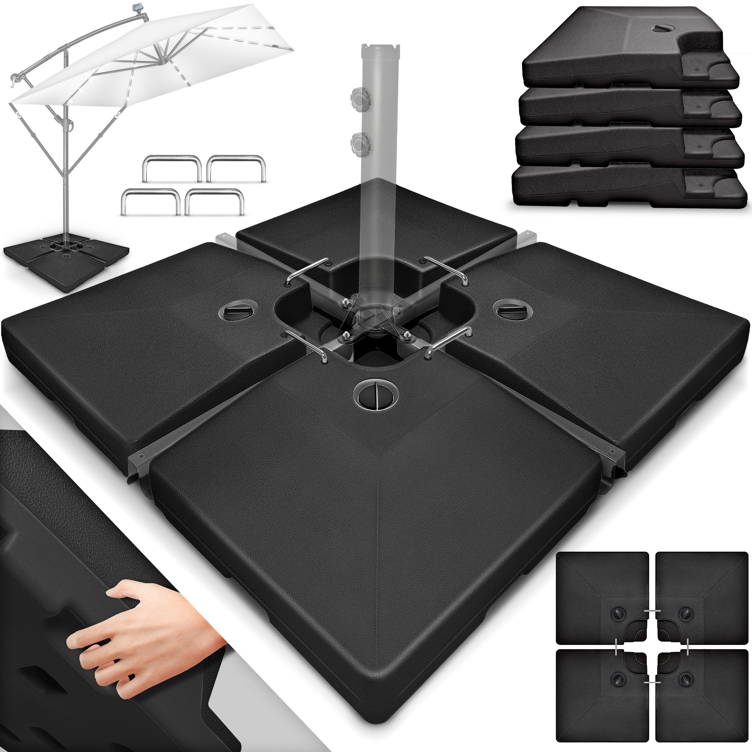 Sonnenschirm tillvex® Sonnenschirmständer 90L / 120kg Schirmständer Schirmgewicht