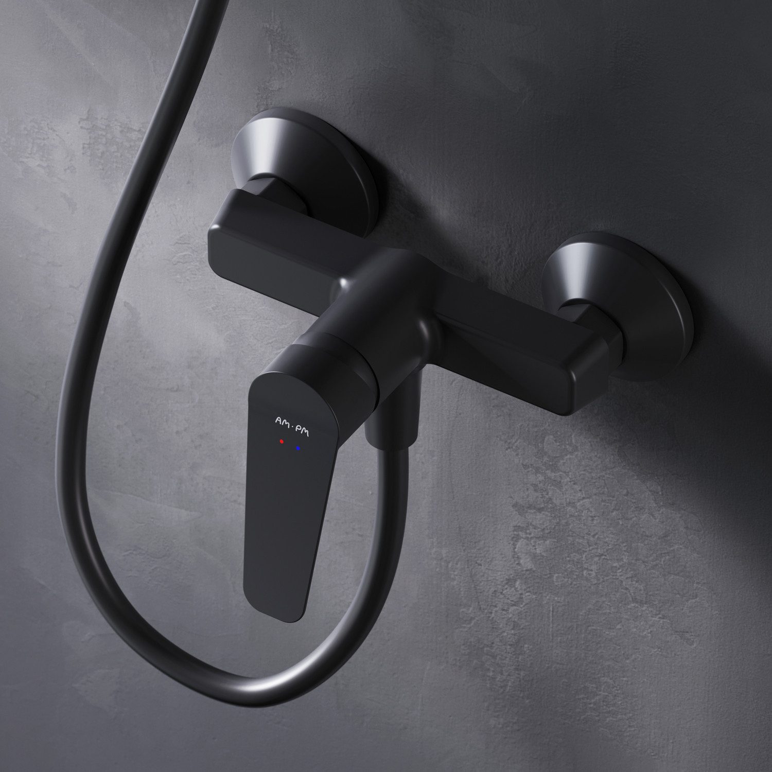 AM.PM Duscharmatur Bad Armatur HIT Schwarz Dusch-Armatur Brausearmatur Mischbatterie (Badarmatur für Dusche, Einhebelmischer ohne Auslauf) inkl. 2 x Abdeckrosetten