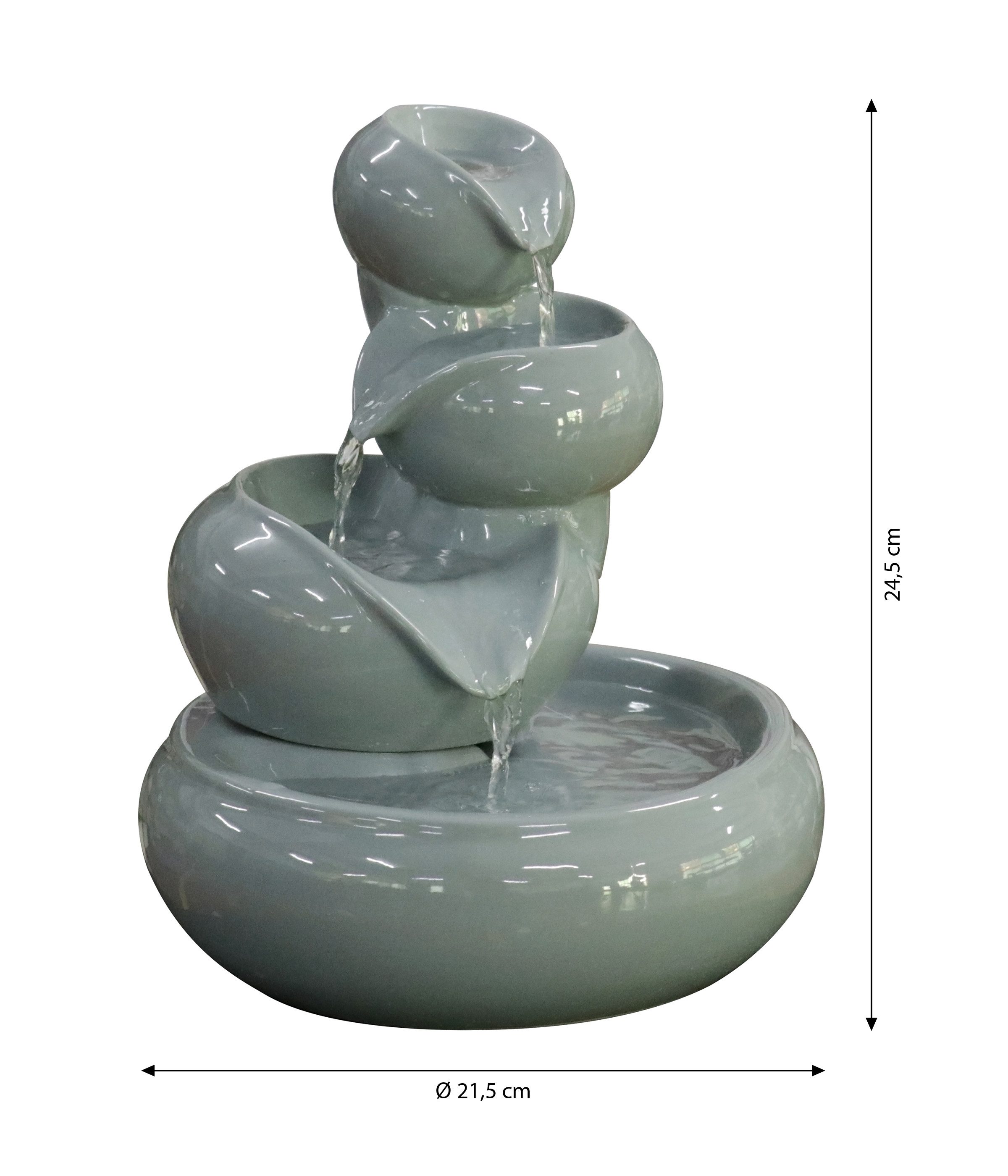 Dehner Zimmerbrunnen Malahi, Wasserspiel, Ø 21,5 cm, Höhe 24.5 cm, Keramik, Indoor Wasserkaskade in edlem Design