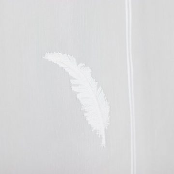 Scheibengardine Scheibengardine Bistrogardine Kurzgardine "Fine" Weiß Batist Federn 30 45 60 cm Höhe x 160 cm Breite, EXPERIENCE, Durchzuglöcher (1 St), halbtransparent, 3-D Stickerei