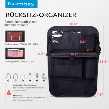 Tsumbay Auto-Rückenlehnentasche (2-tlg., Auto Rückenlehnenschutz Organizer mit Paletten), 18kg Belastbarkeit,Wasserdicht