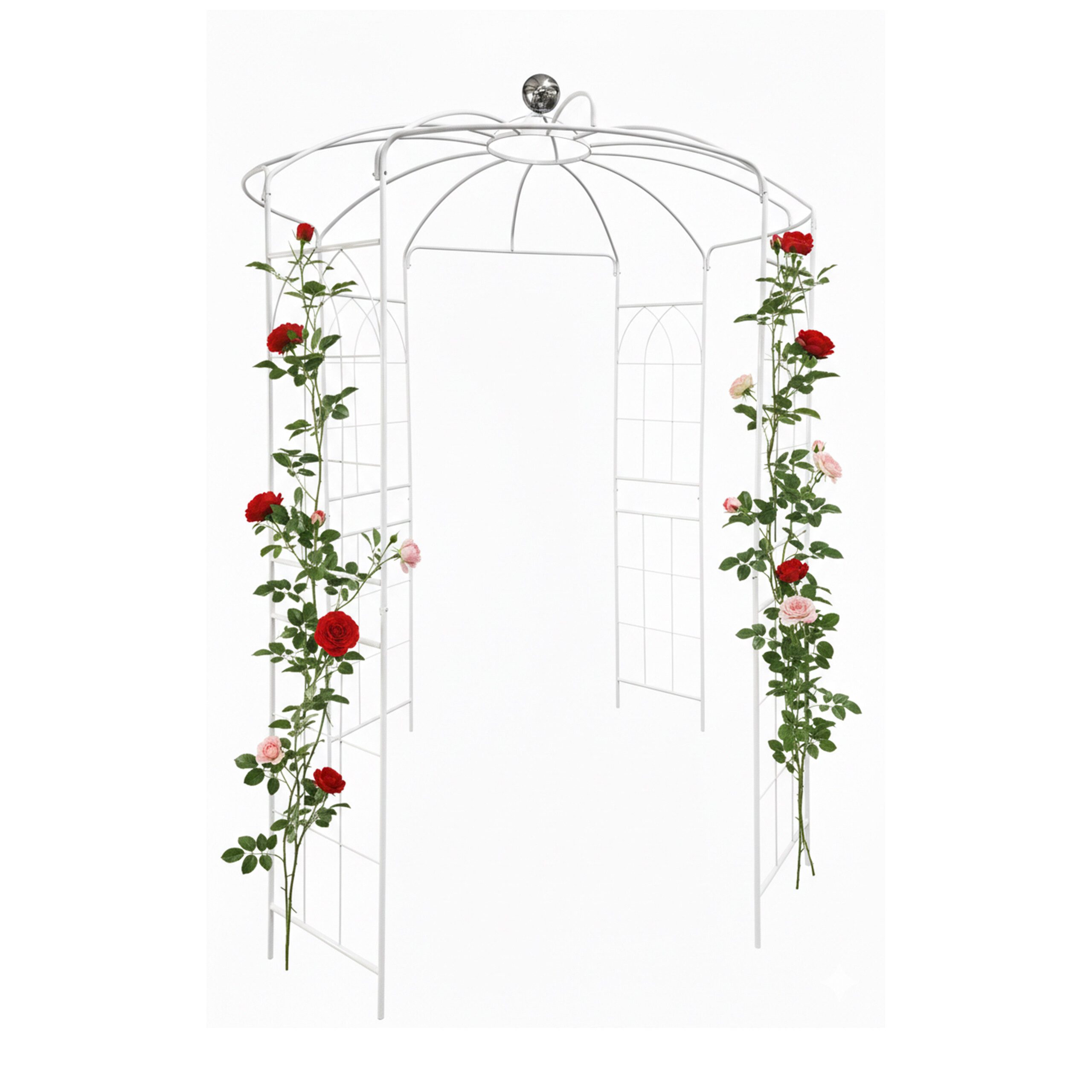 relaxdays Rankhilfe Rosenpavillon Metall, weiß