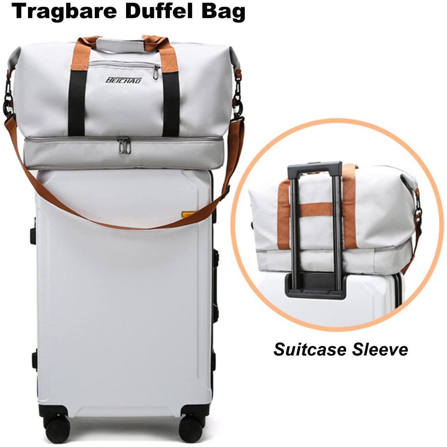 Blusmart Reisetasche Reisetaschen, Turnbeutel, Sporttaschen, große Umhängetaschen (Mit Schuhfach, Nassfach, verstellbaren Schultergurten, atmungsaktiv, wasserdicht, verschleißfest, großes Fassungsvermögen), Geeignet für Yoga, Schwimmen, Reisen, Fitness