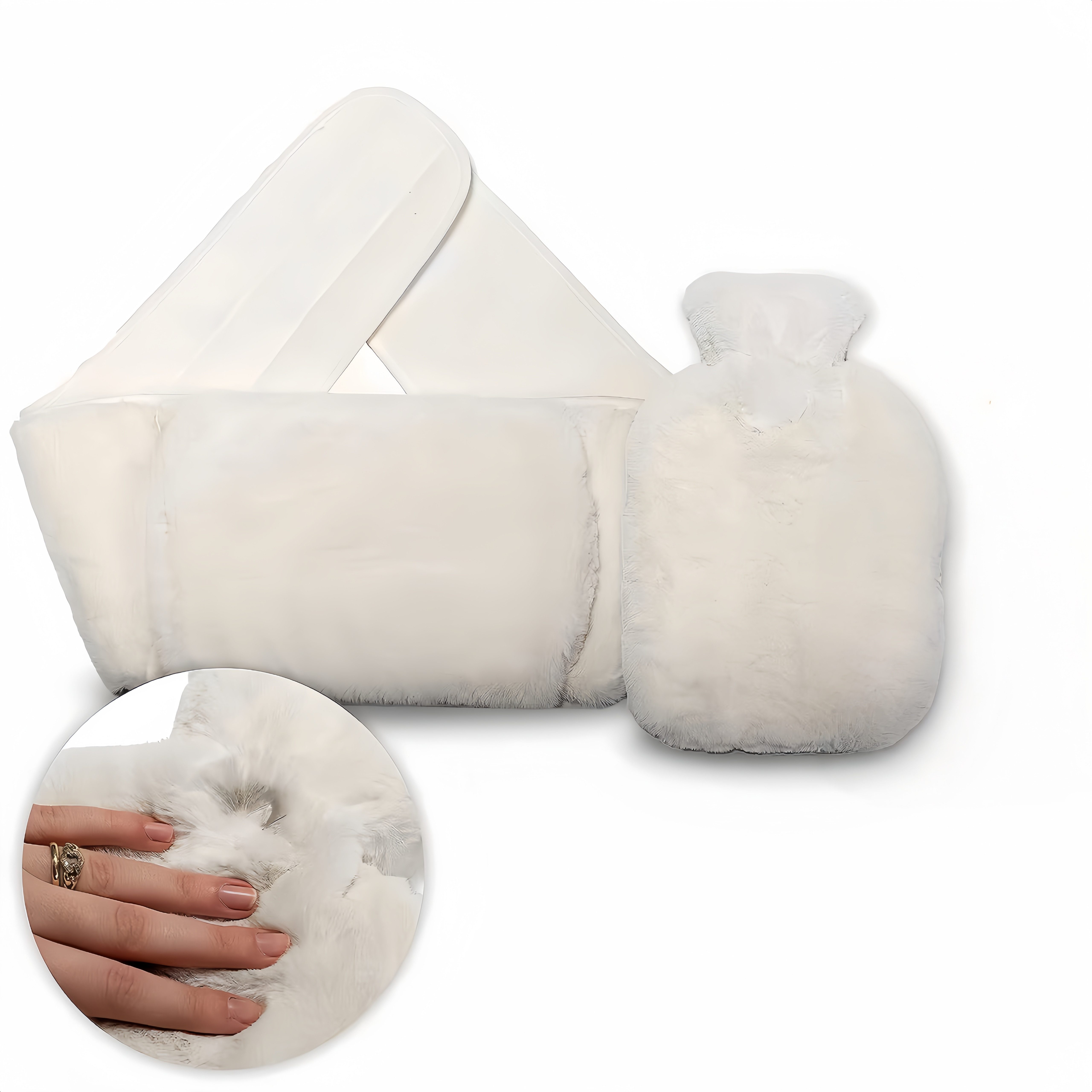 FOUORTUNATE-BEE Wärmflasche Flauschige Wärmflasche mit Gürtel für warme Taille im Winter