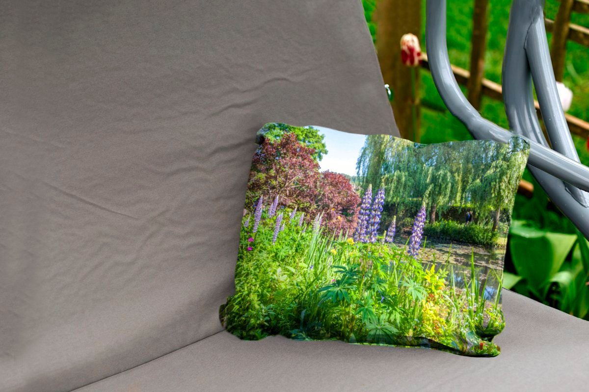französischen Outdoor-Dekorationskissen, im MuchoWow Garten Garten Dekokissenbezug, bunten in mit Europa, Farben Monet Dekokissen Kissenhülle von Polyester,