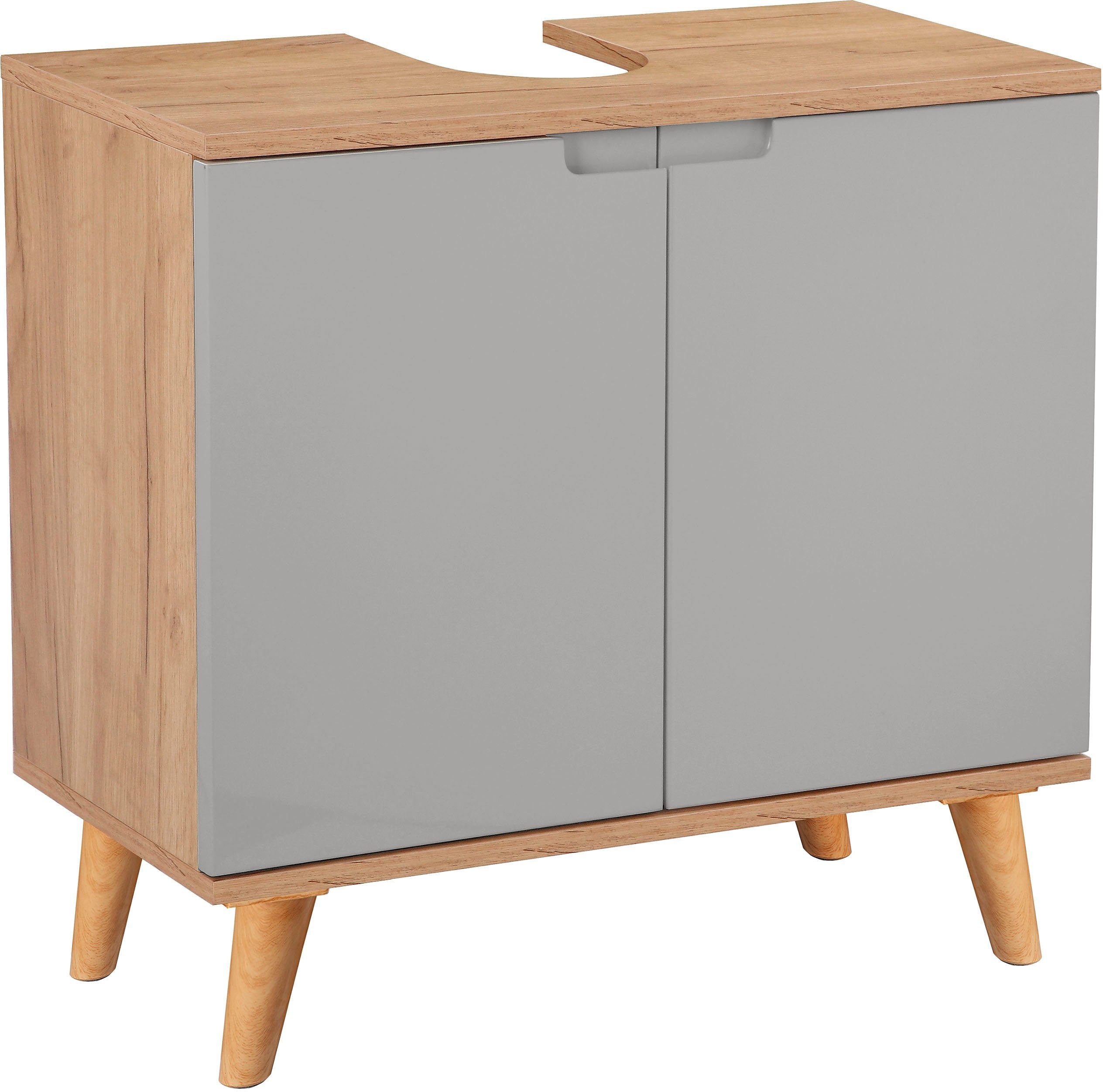 welltime Waschbeckenunterschrank Lund Badunterschrank für wandhängende Waschbecken WC Unterschrank Badezimmerschrank WBU Breite 65cm mit Siphonausschnitt Badschrank