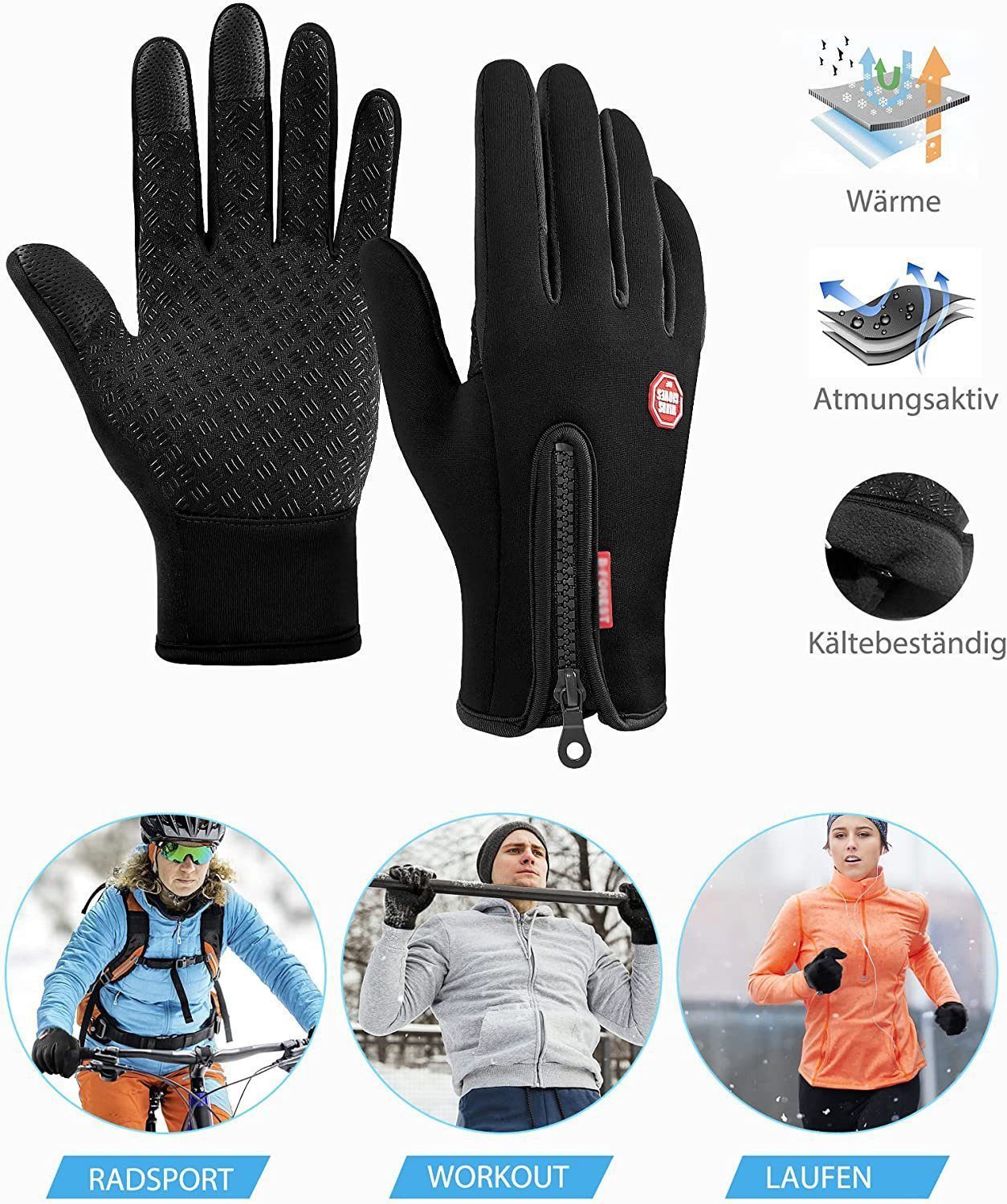 Blusmart Fahrradhandschuhe Warme Vollfinger-Fahrrad-Touchscreen-Handschuhe günstig online kaufen