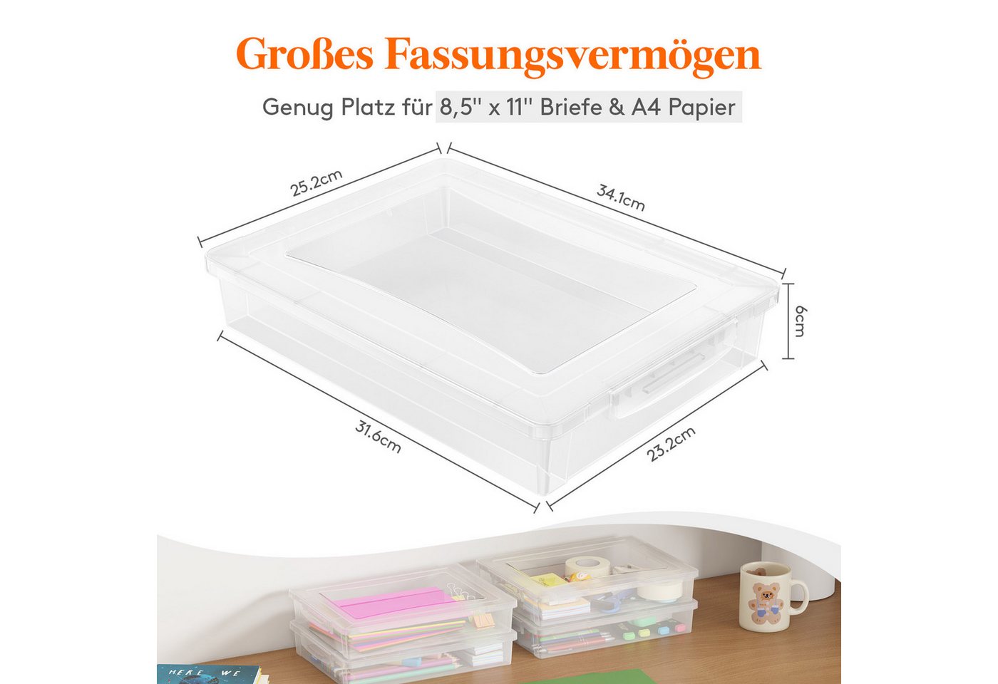 Thumbnail - Lifewit Aufbewahrungsbox Mehrzweck-Aufbewahrungsbox aus Kunststoff mit verriegelbaren Deckeln (4 St)