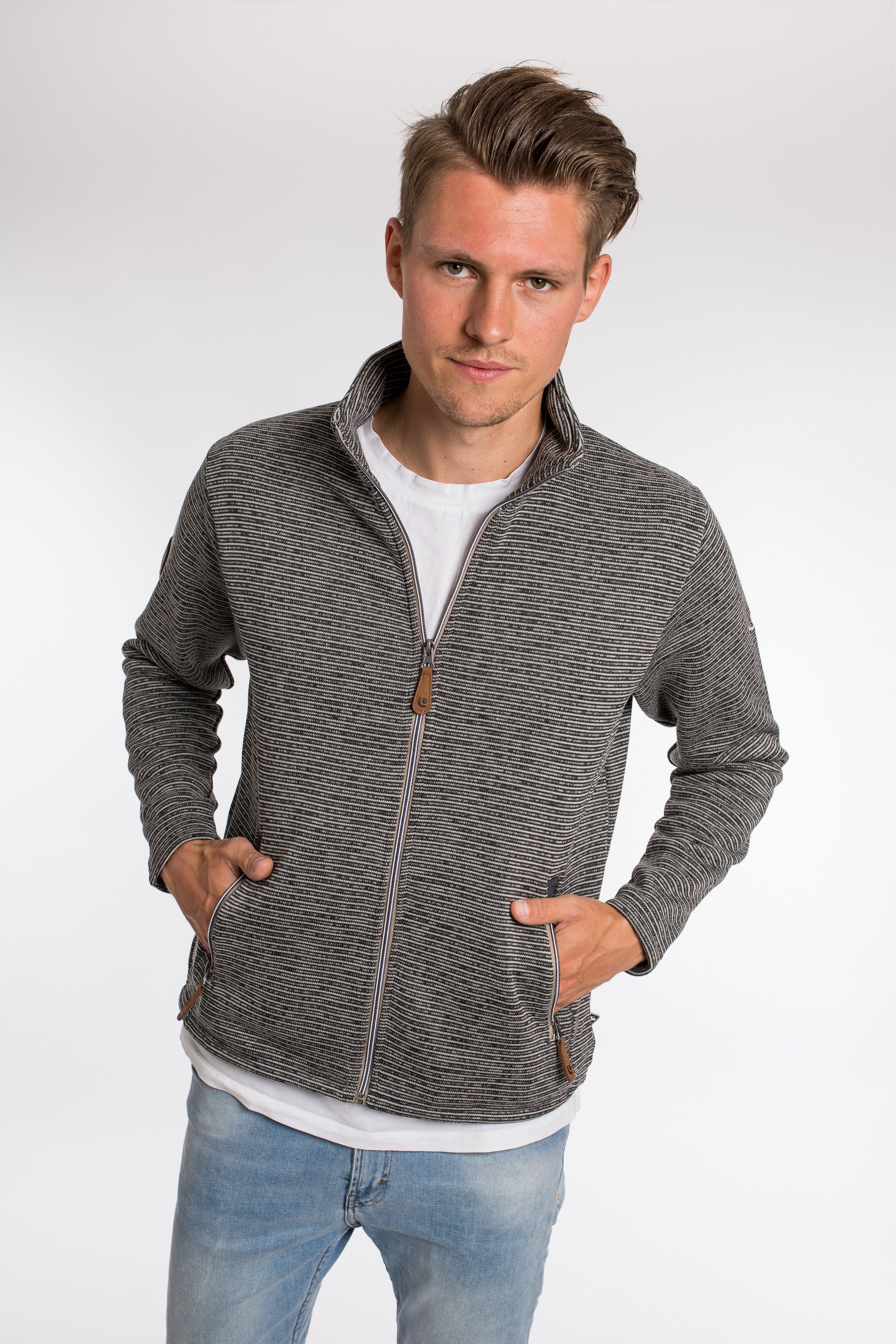 DEPROC Active Strickfleecejacke LACEWOOD MEN anthra CS Funktionszip Stehkragen Midlayer, mit