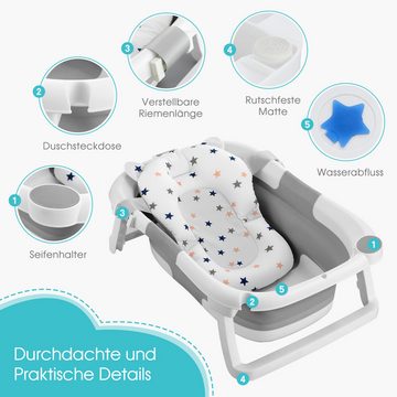 YOLEO Babybadewanne Baby-Faltbadewanne Klappbare Wanne, Silikonbadewanne, für 0-2 Jahre