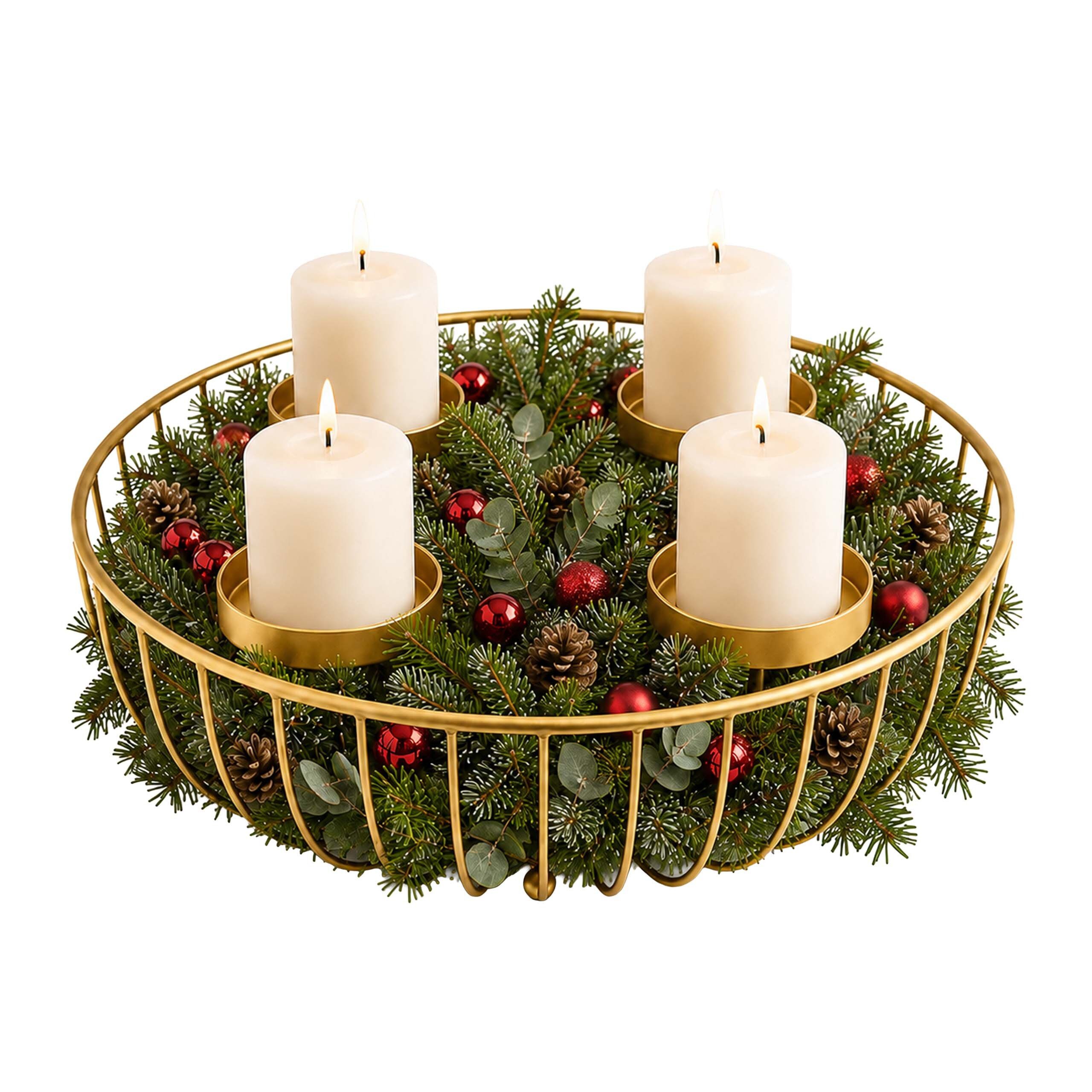 relaxdays Adventskranz Metallschale, gold