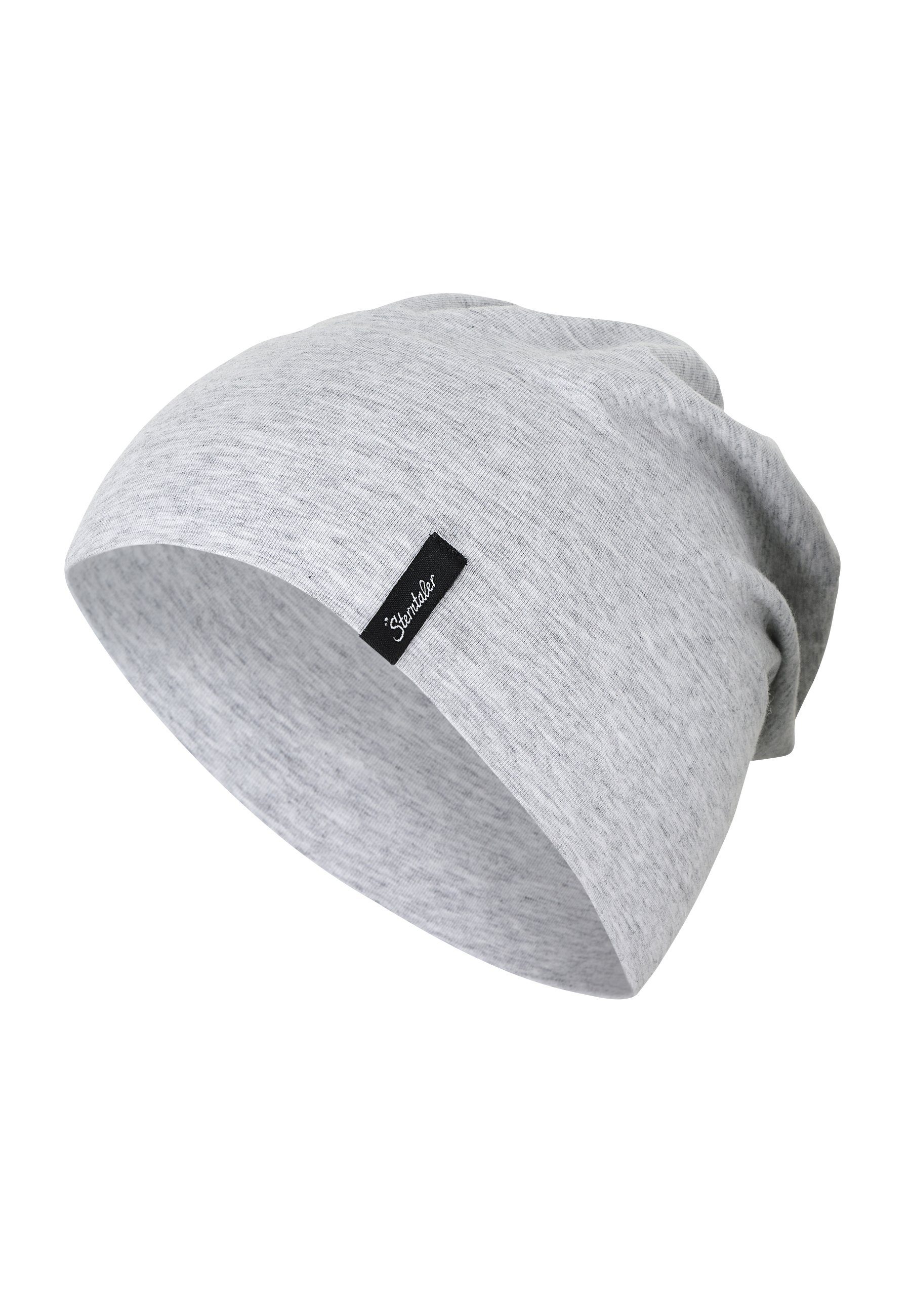 Beanie mit aus Ganzjährig) (1-St., Slouch-Beanie weichem Melange-Singlejersey tragbar und Kindermütze Sterntaler® gestreift Umschlag ohne Baby silver OCS Mütze