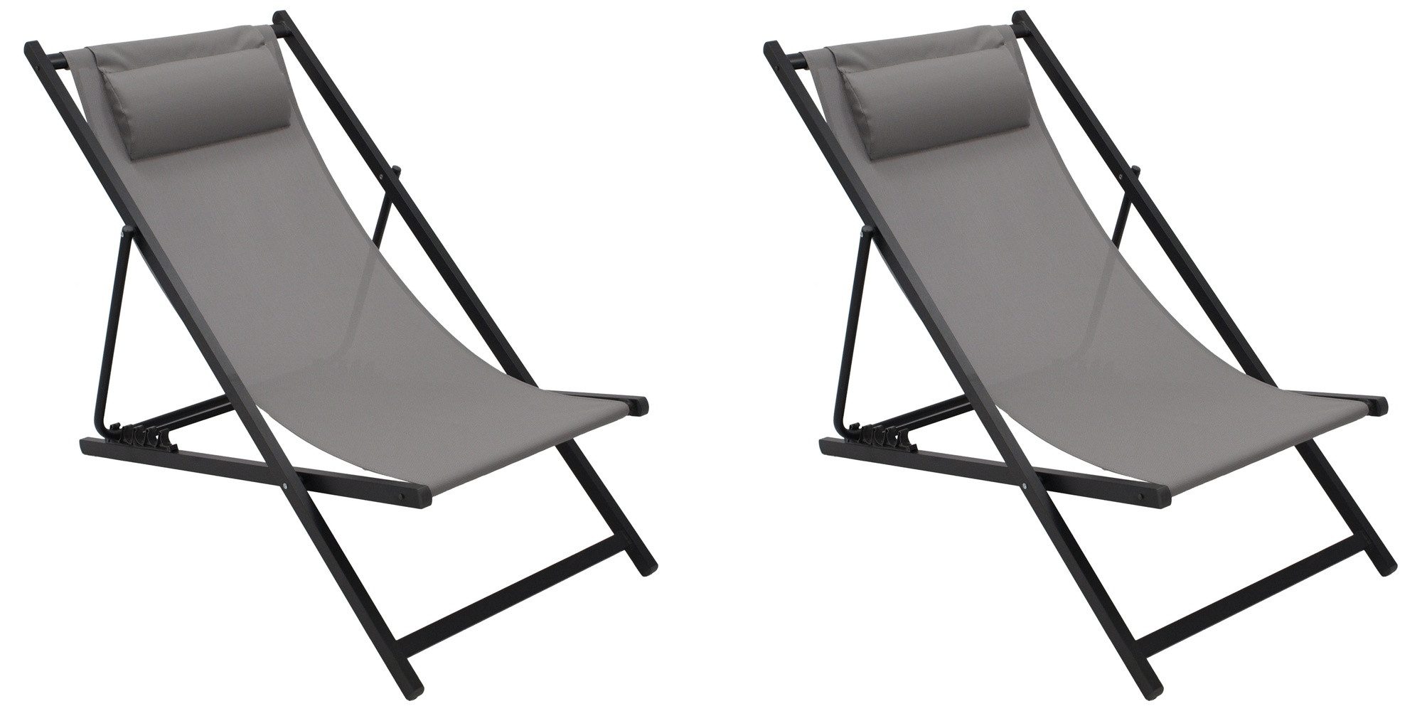 DEGAMO Gartenliege IBIZA, Set, 2-teilig, Aluminium anthrazit, Kunstgewebe grau, wetterfest, faltbar
