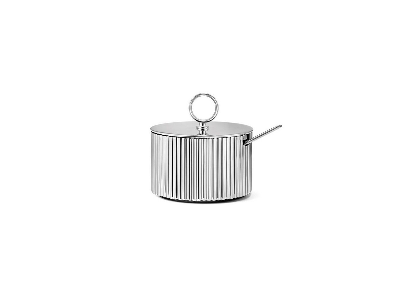 Georg Jensen Zuckerdose Bernadotte, Edelstahl, mit Löffel