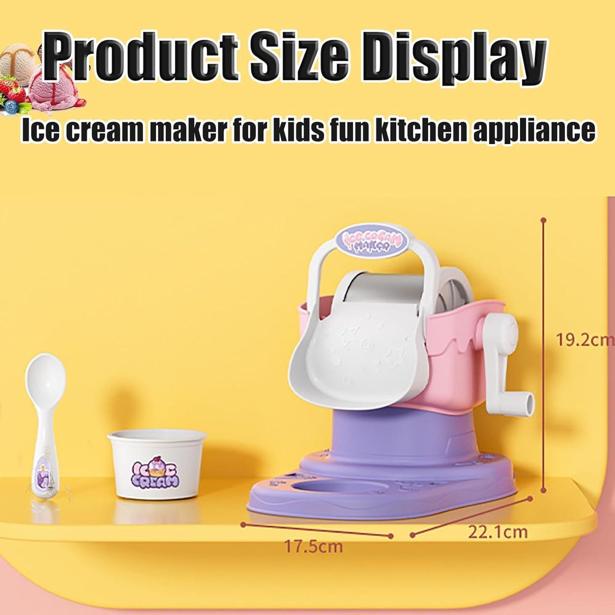 Produktbild von Generic Eismaschine Für Kinder – Manuelle Softeis-Maschine, 17,5x22,1x19,2 Cm, ABS, Inkl. Löffel & Becher – Einfach Drehen, Schnell Gefroren