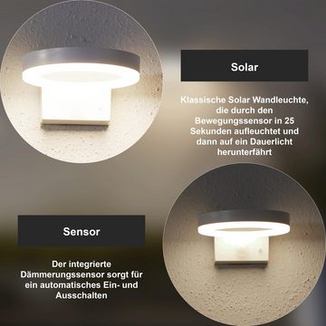 STAR TRADING LED Dekolicht LED Solar-Wandleuchte Vidi, Bewegungssensor, weiß, LED Solar-Wandleuchte Vidi, Bewegungssensor, weiß