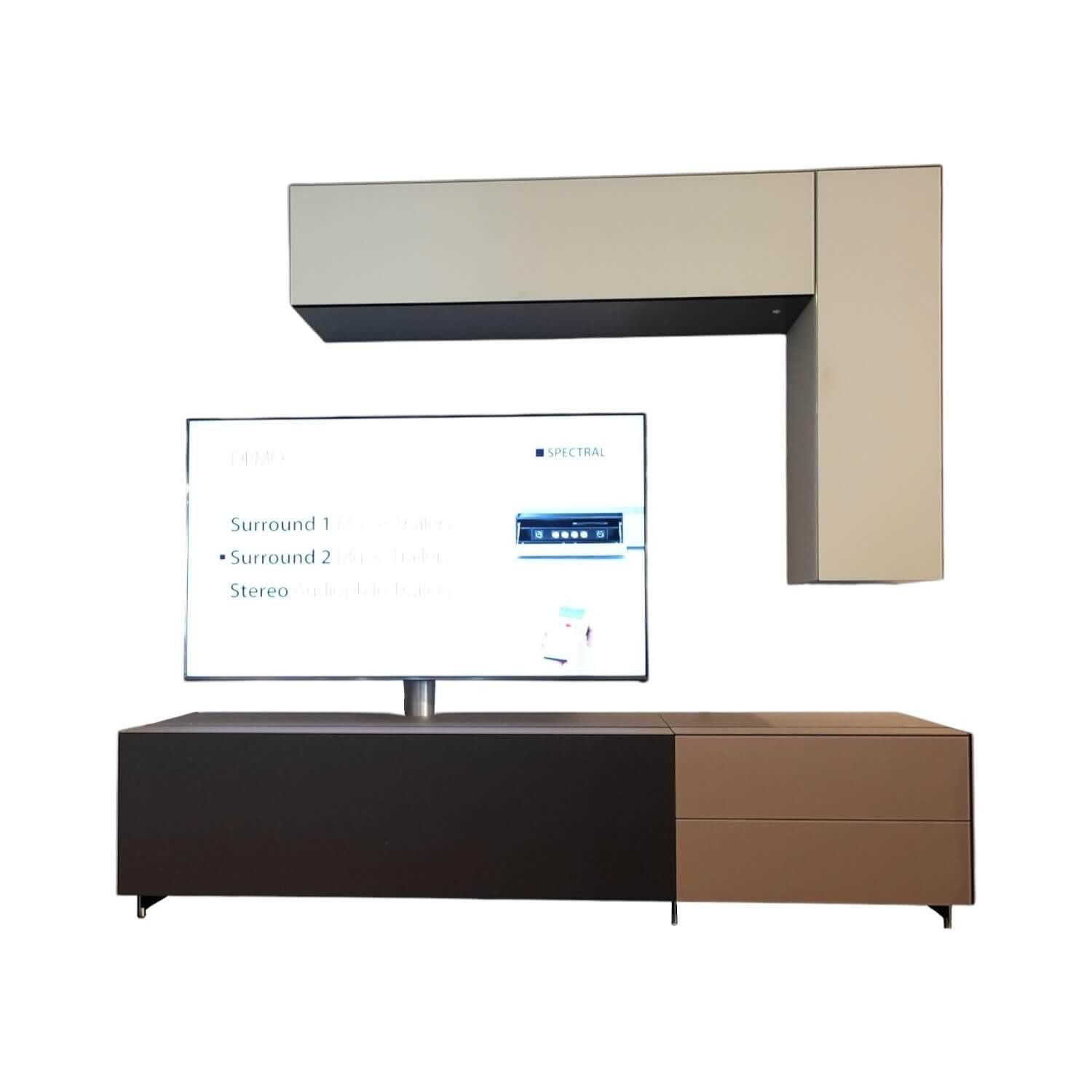 SPECTRAL Anbauschrank Wohnwand Cocoon Glas CAO Cacao Braun Satiniert Beige