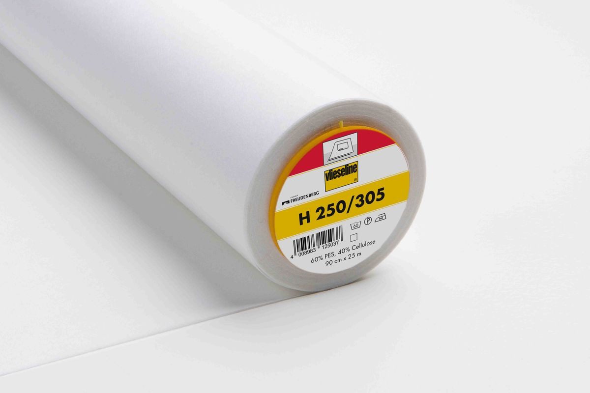 Stoff Vlieseline Meterware Bügelvlies H250 weiß fixierbar 90cm, 100 % Polyester,fixierbar,90 cm