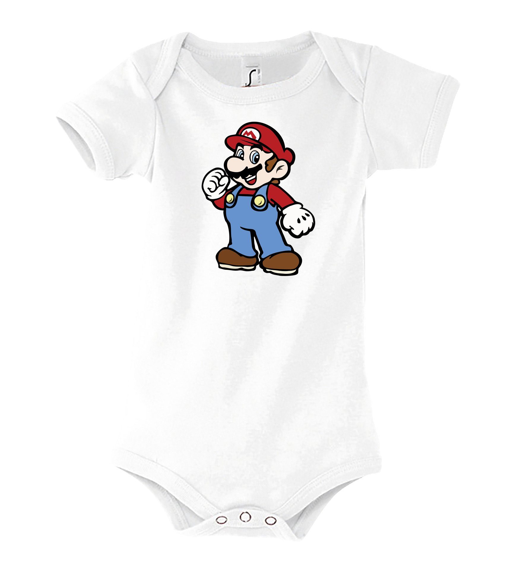 Youth Designz Kurzarmbody Baby Body Strampler Mario mit niedlichem Frontprint Weiß | Shirtbodies