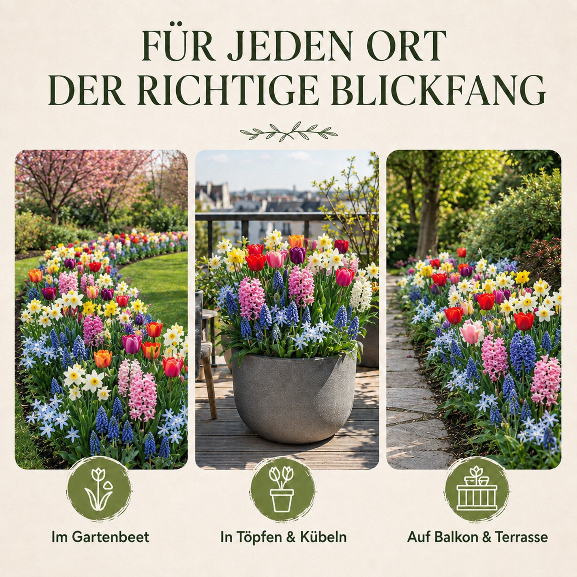 HappySeed Blumenzwiebeln 50 Stk, Tulpen & Frühlingsblüher, verschiedene Sorten, (Frühlingsmischung, 50-St), Frühlingsmischung – Bild 4 von 5