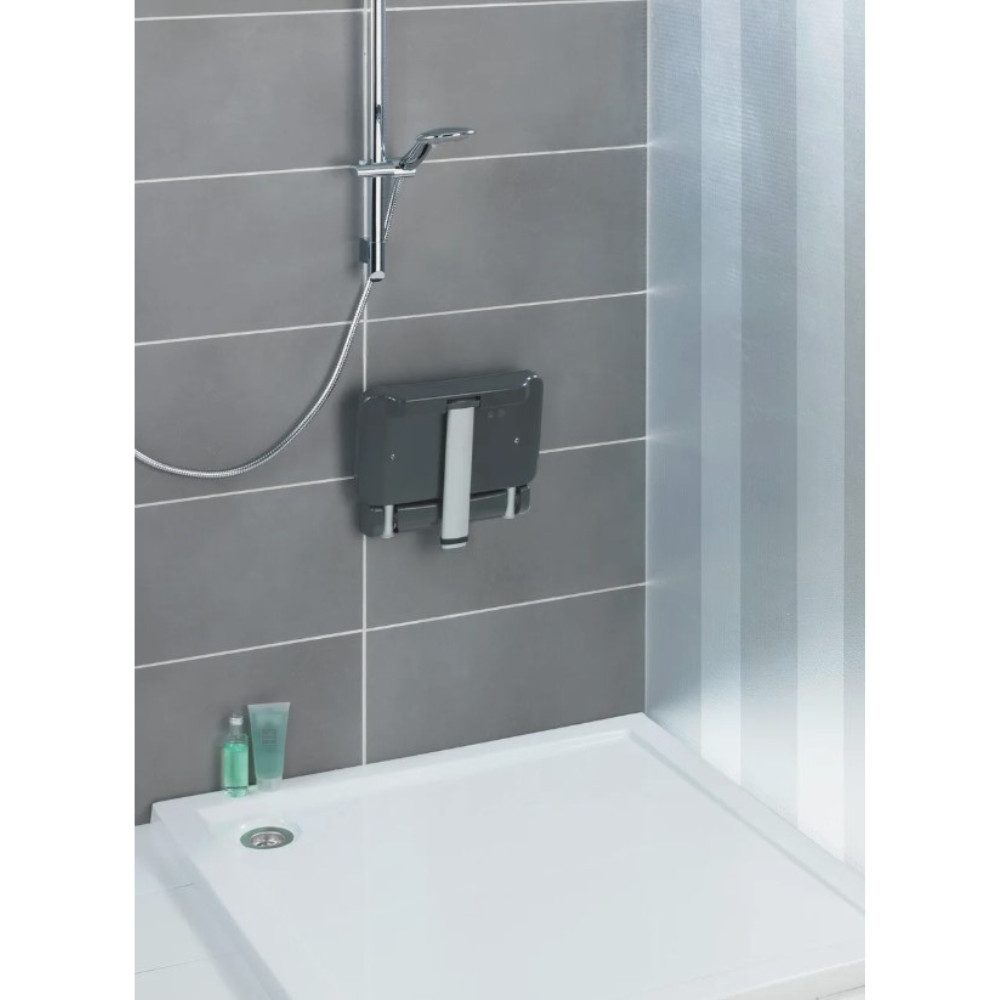 WENKO Duschstuhl Dusche Sitz Secura Wandmontage, Hilfe Bad Helfer Sicherheit