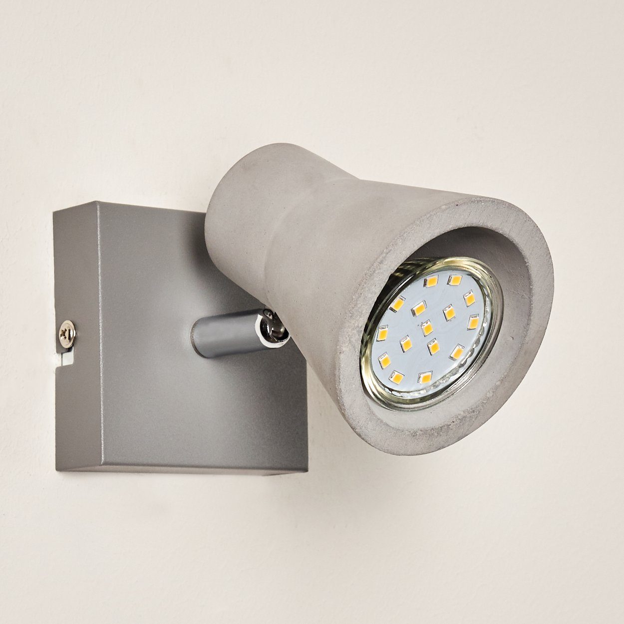 moderne Kelvin, hofstein ohne Wandlampe Grau/Chrom, 3000 Metall/Beton verstellbaren Wandleuchte »Colamanci« in 1xGU10 Lampe mit aus Strahler, Leuchtmittel,