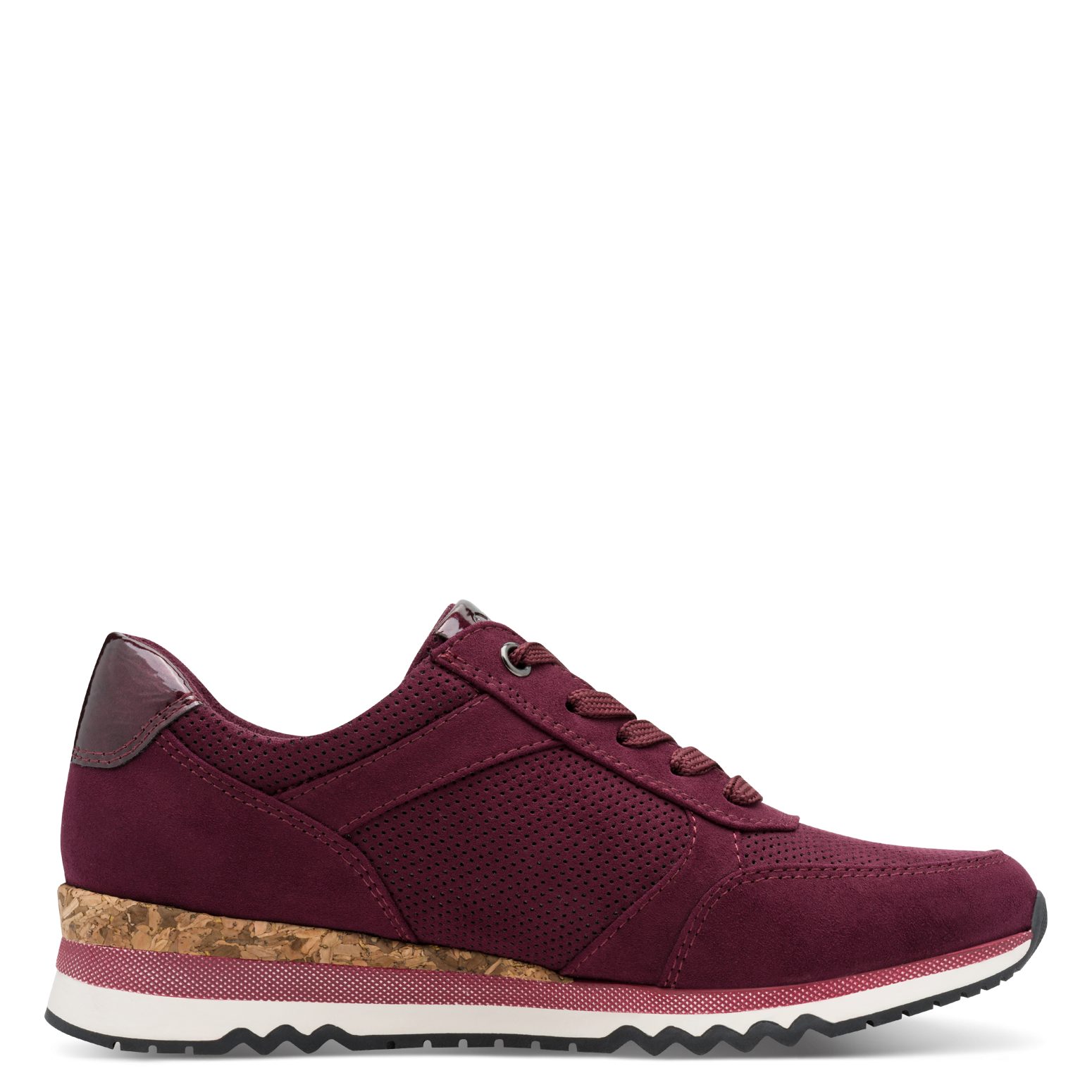 MARCO TOZZI Keilsneaker Freizeitschuh, Schnürschuh mit leicht glänzender Herz-Logoprägung