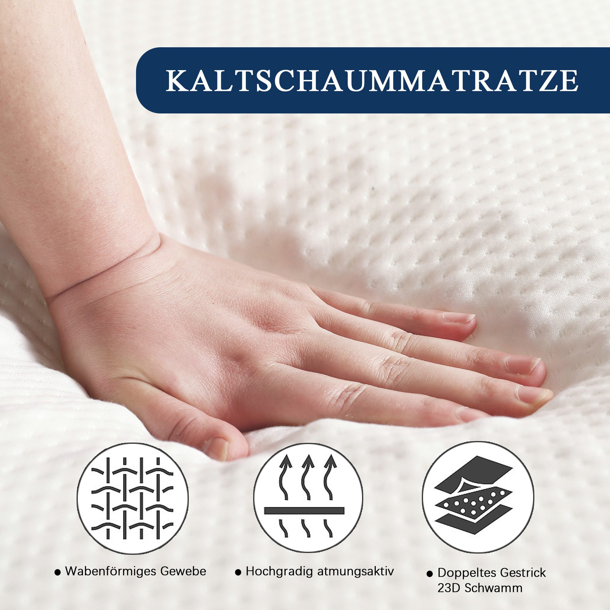 Kaltschaummatratze faltbar, Härtegrad 3, 140x200cm/140x100cm, SOFTWEARY, 10 cm hoch, waschbarer Bezug – Bild 4 von 5