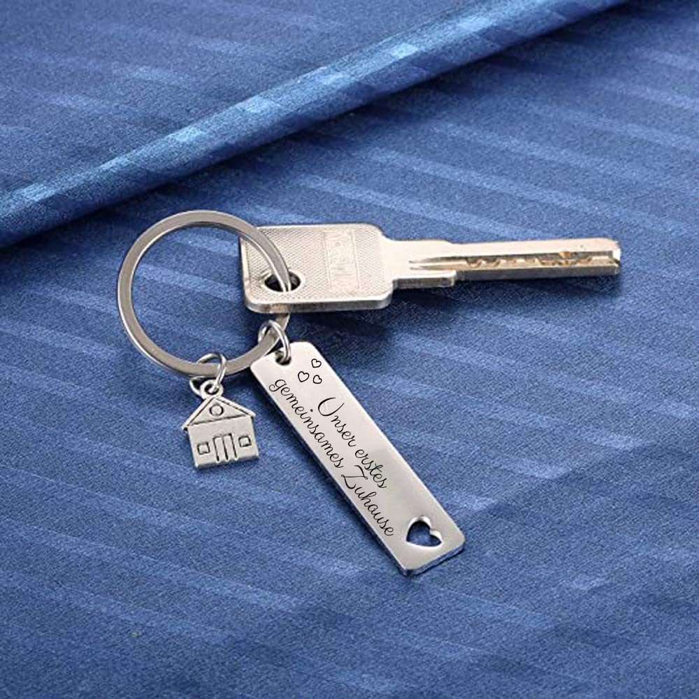 Geschenkehöhle Schlüsselanhänger mit Gravur Schlüsselanhänger für Paare zum Einzug I Unser Zuhause Home Sweet Home, Einzug mit Herz – Schlüsselanhänger für euer – Bild 3 von 5