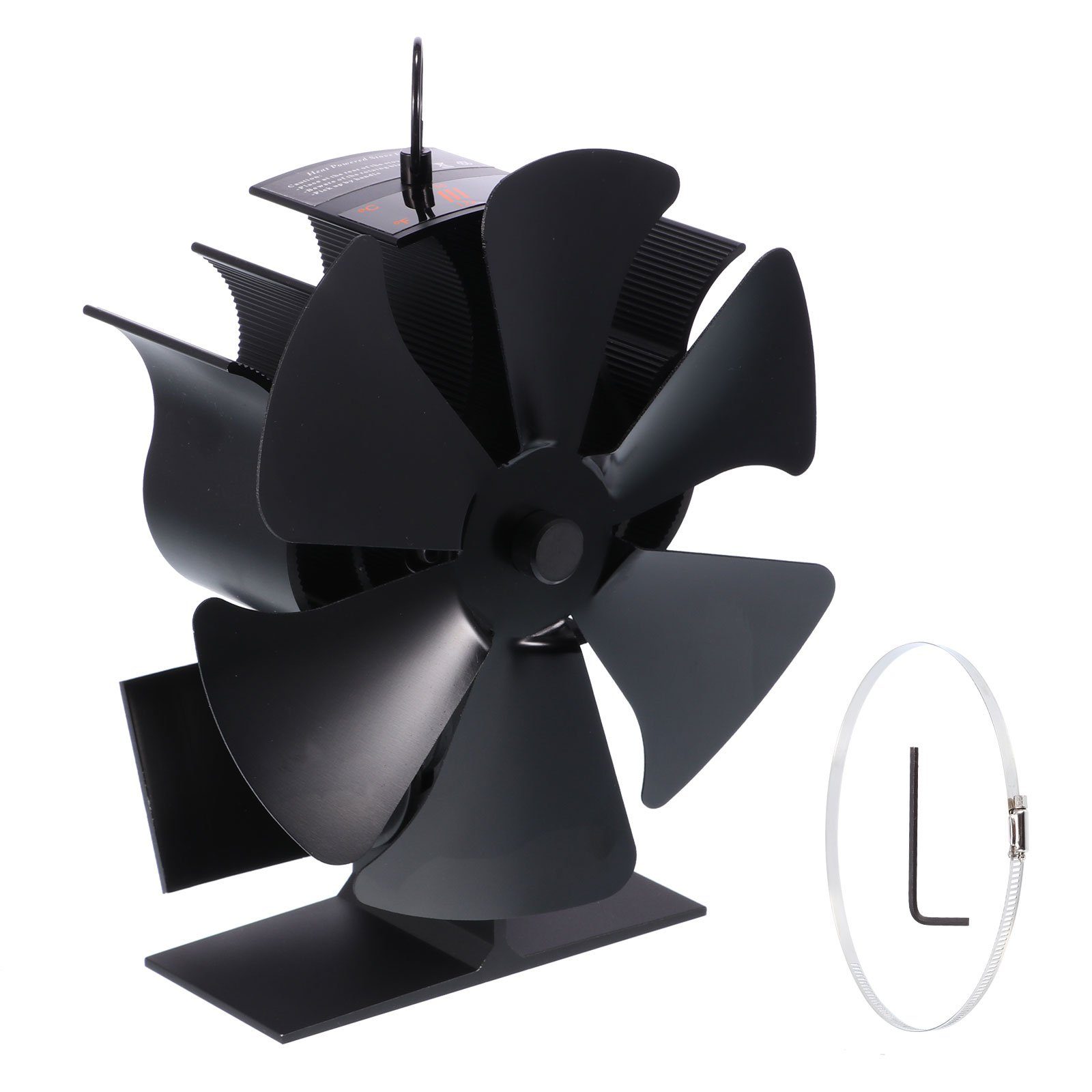 Stromloser Kaminofen Ventilator Fan 4S Gebläse schwarz für Holzofen Kamin 