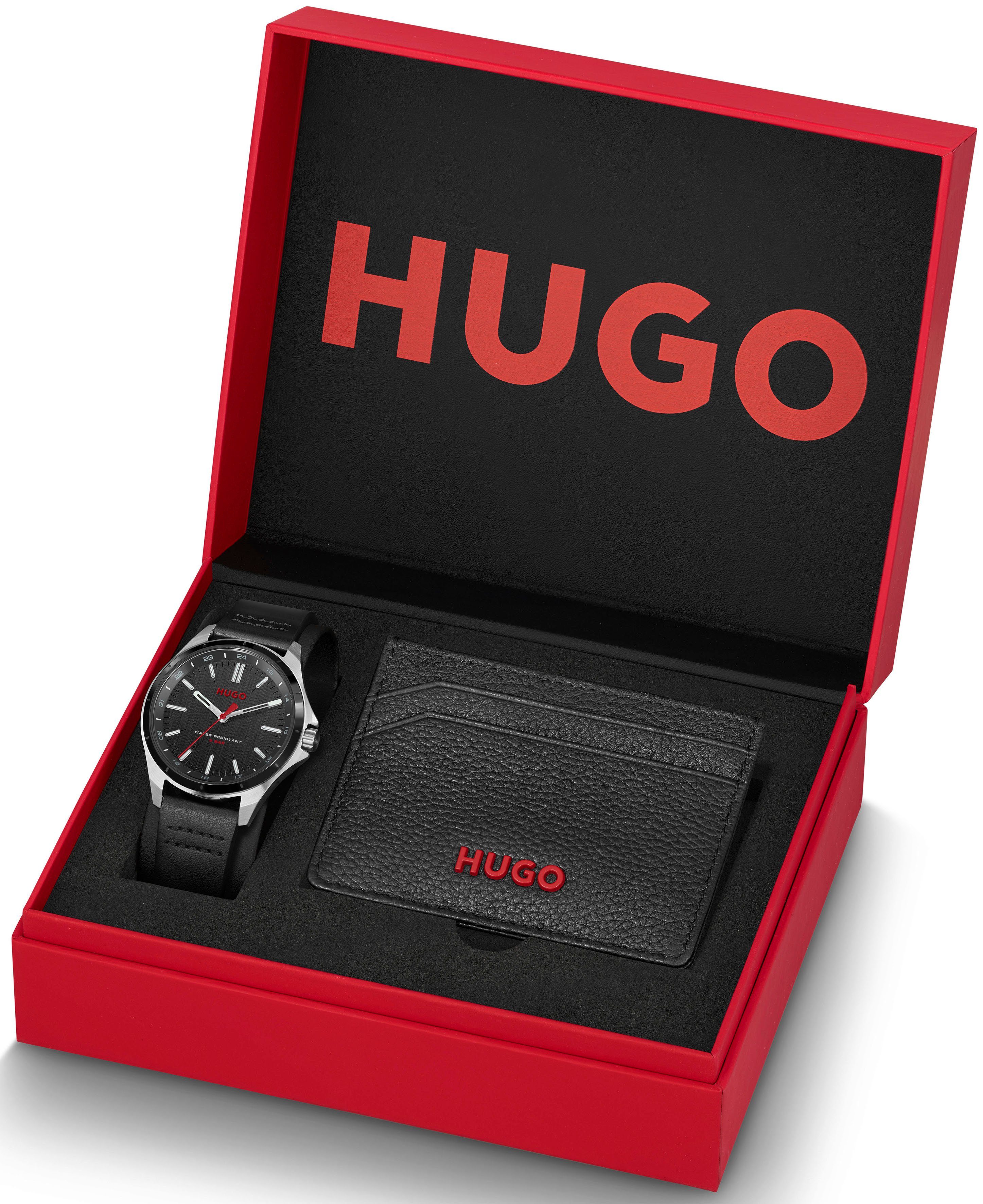 HUGO Quarzuhr 1570155, (Set, 2-tlg., mit Kartenhalter), als auch Geschenk ideal