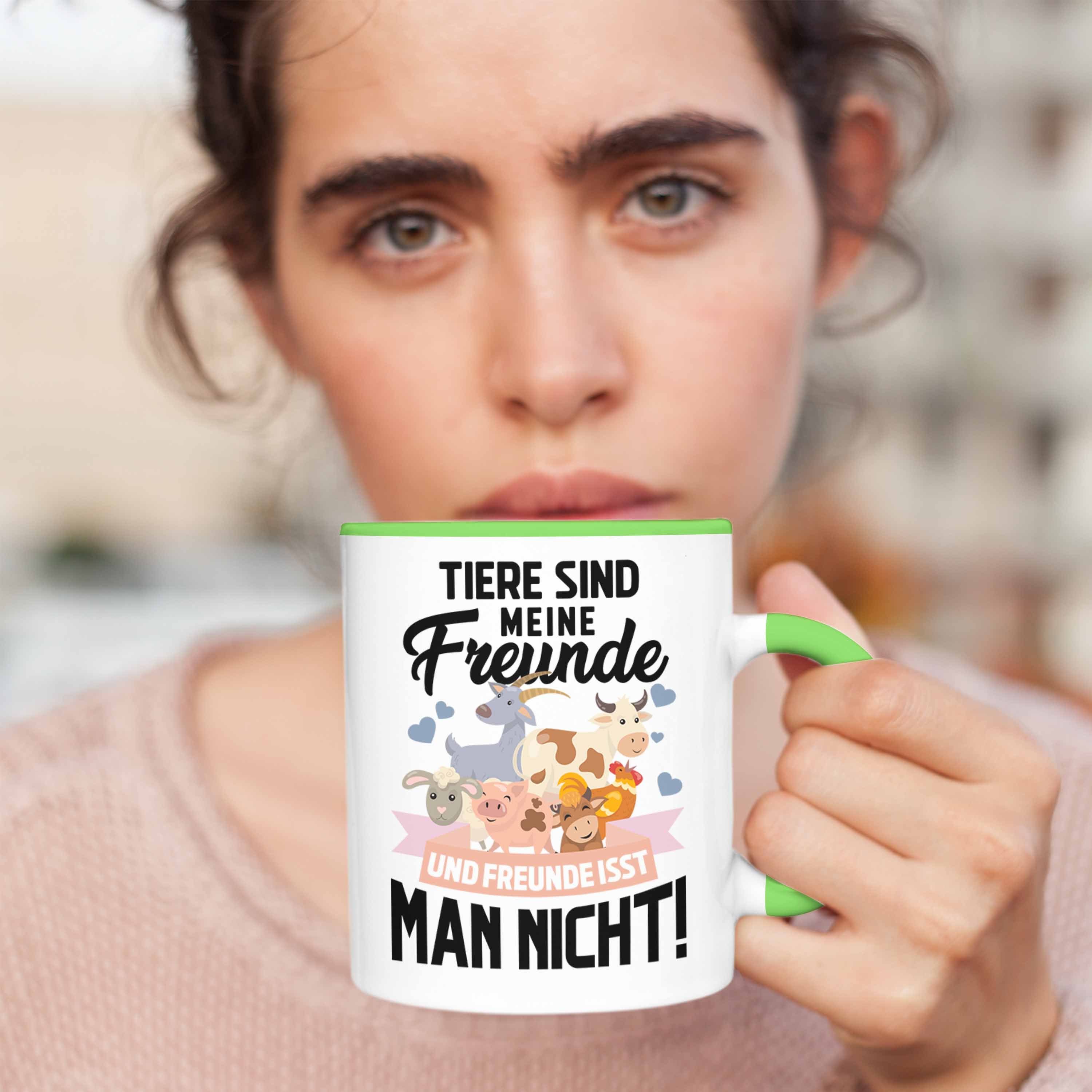 Tasse Geschenkidee Vegan Geschenk Spruch Freunde Spruch Veganer Tasse Lustiger Trendation - Meine Sind Vegane Lebensweise Tiere Trendation Grün