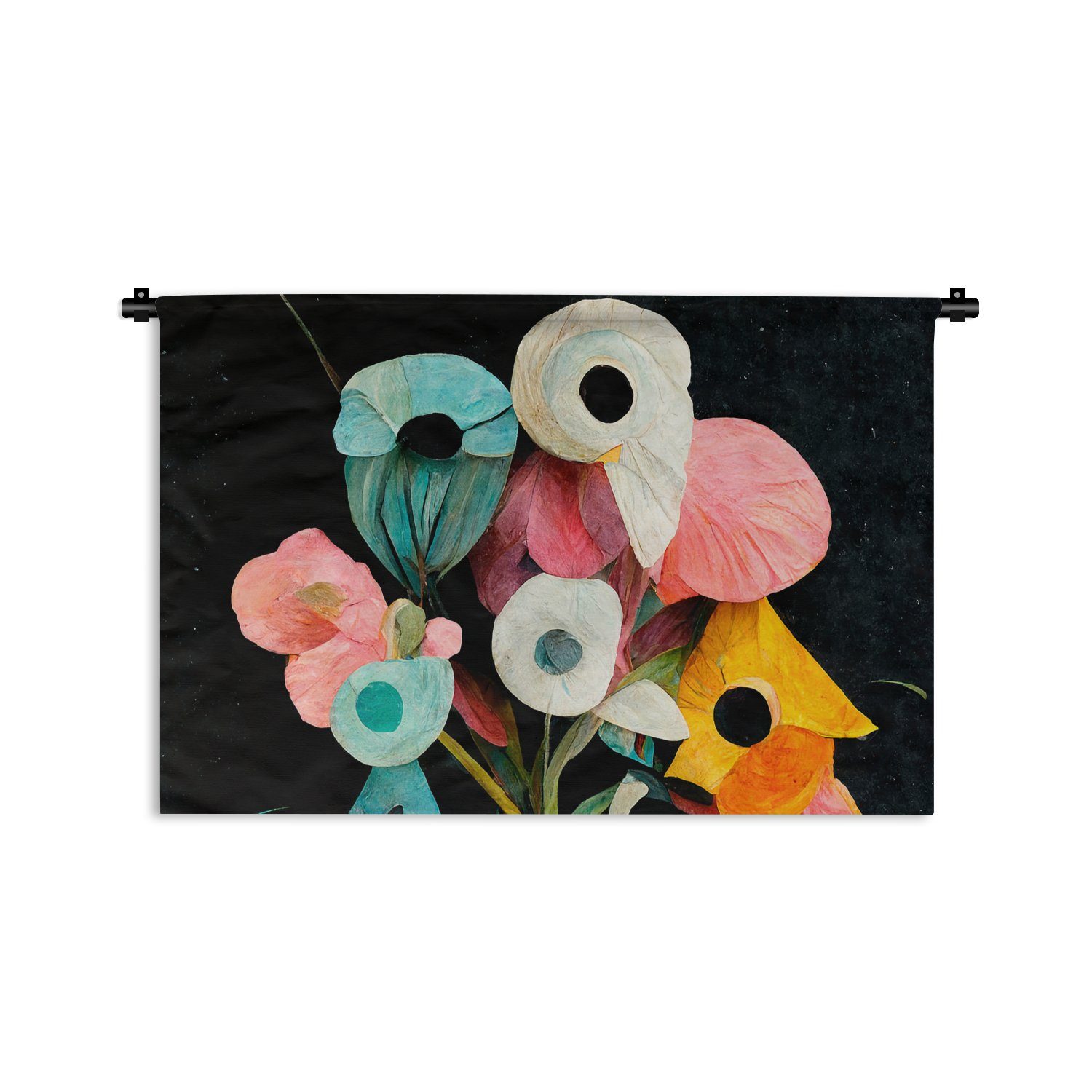 MuchoWow Wanddekoobjekt Blumenstrauß - Vase - Blumen - Farben, Wanddeko für Wohnzimmer, Schlafzimmer, Kleid, Wandbehang, Kinderzimmer