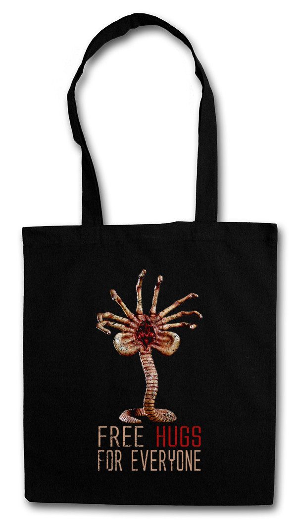 Urban Backwoods Beuteltasche Free Hugs For Everyone Stofftasche Promethues Weyland Ripley Alien (1-tlg), Nostromo Yutani Corp Facehugger