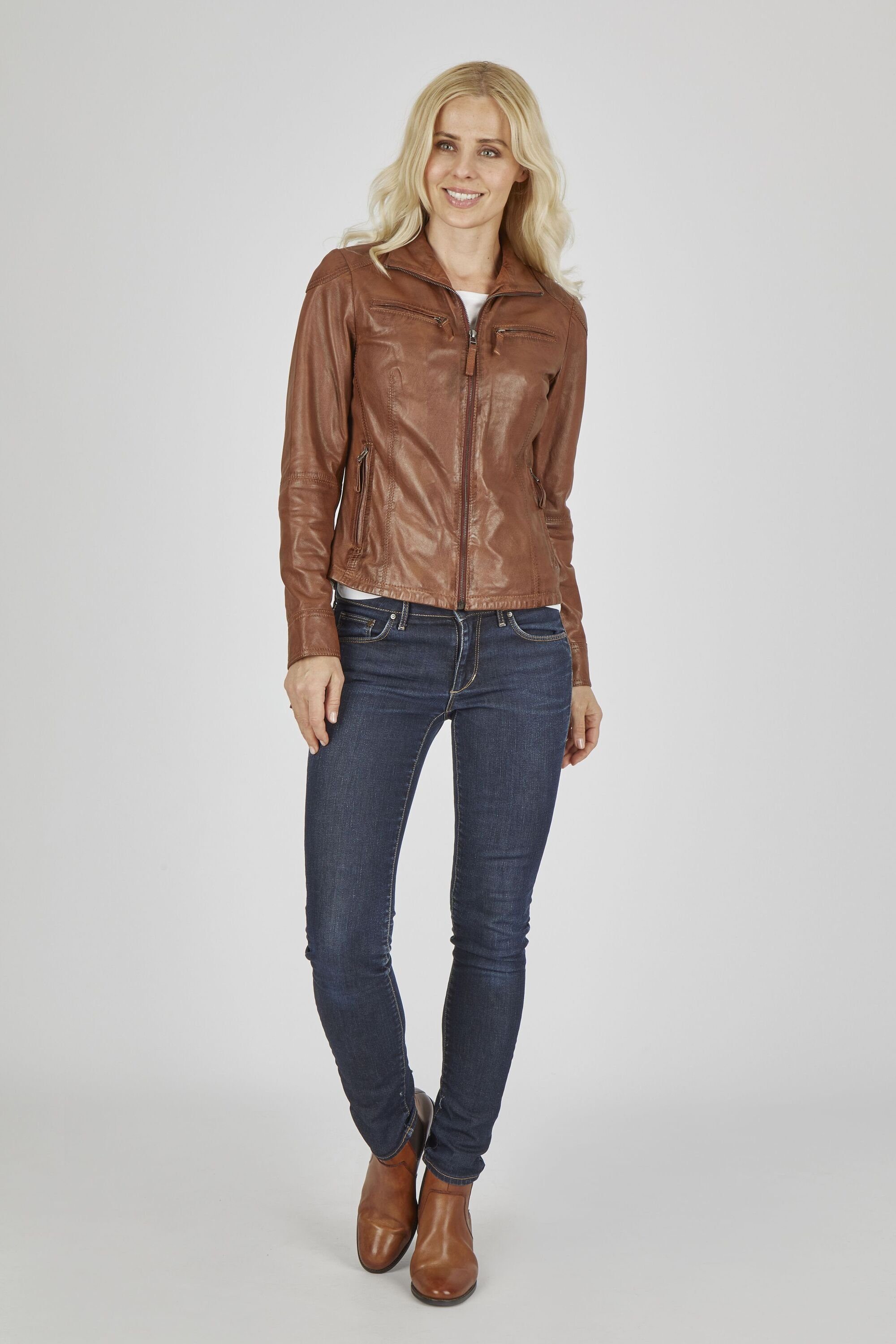 7eleven Lederjacke SEANA (1-St) mit Reißverschlusstaschen